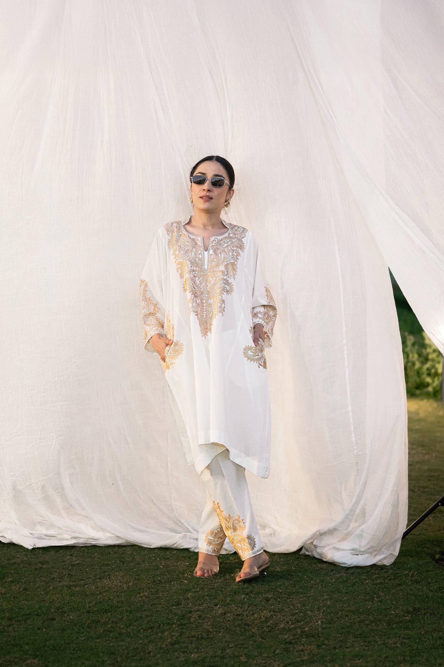 Off white mulmul co-ord set