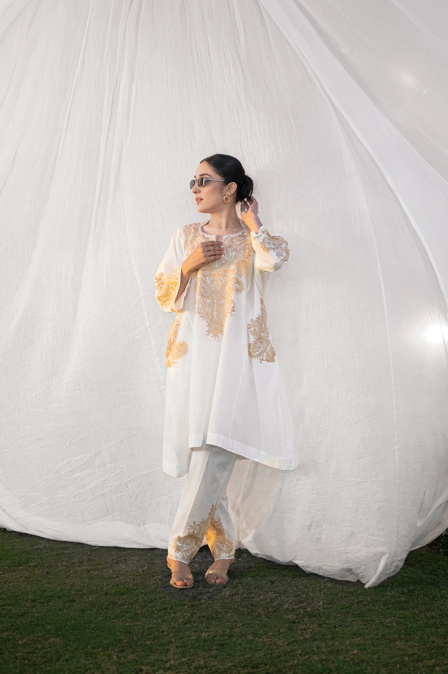 Off white mulmul co-ord set