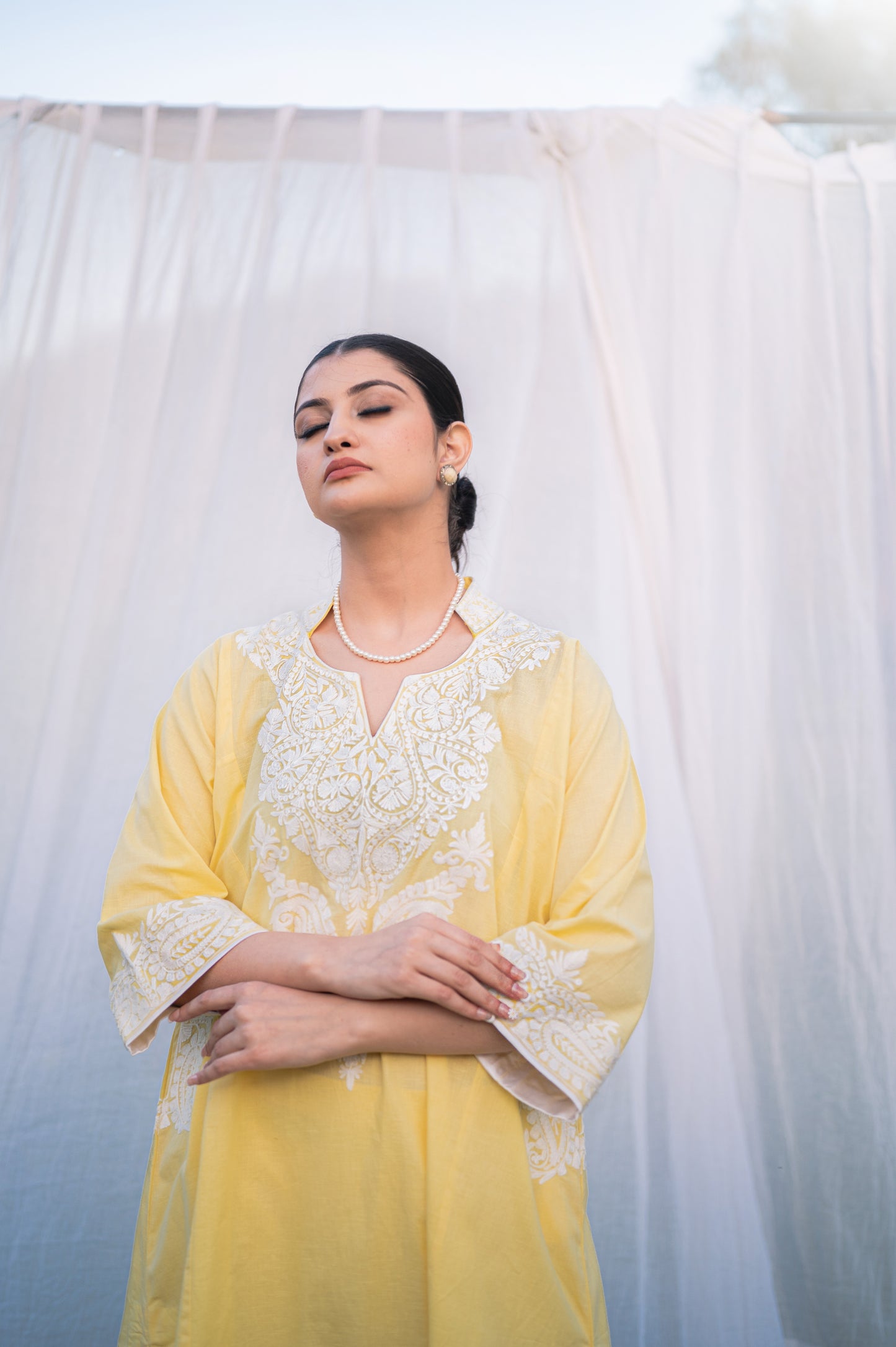 Lemon yellow linen cotton co-ord set