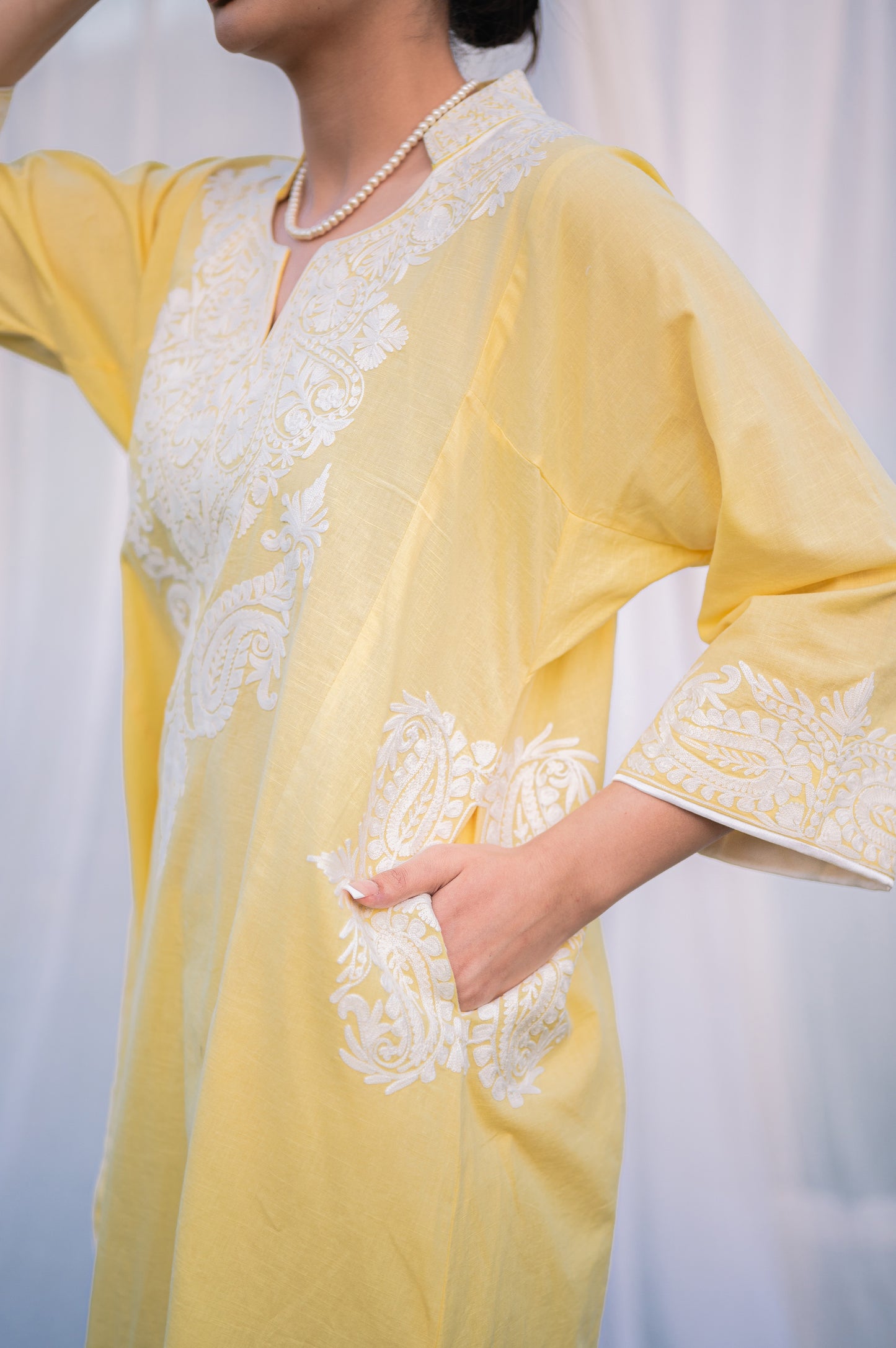 Lemon yellow linen cotton co-ord set