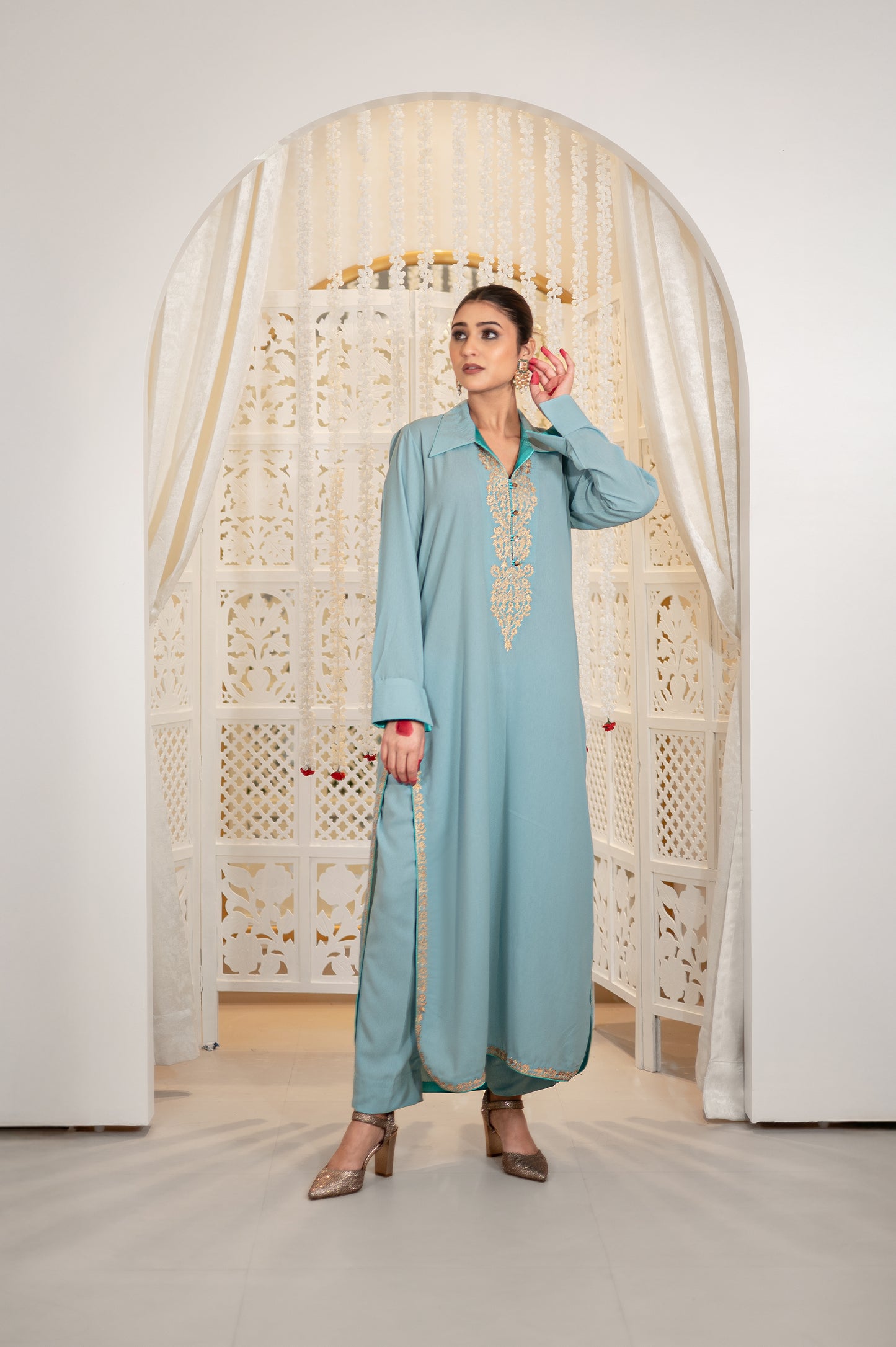 Blue Double Georgette Kurta Set