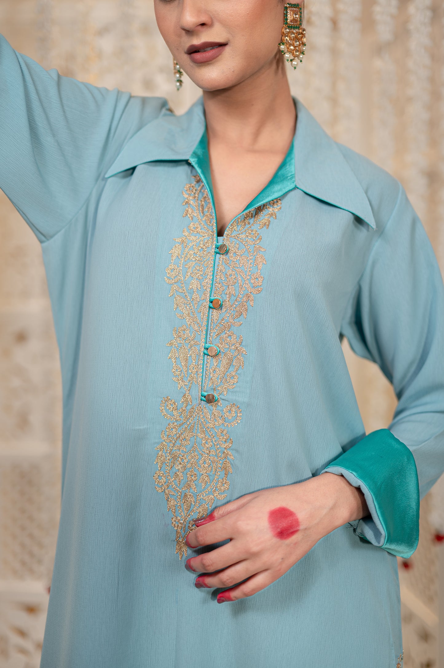 Blue Double Georgette Kurta Set