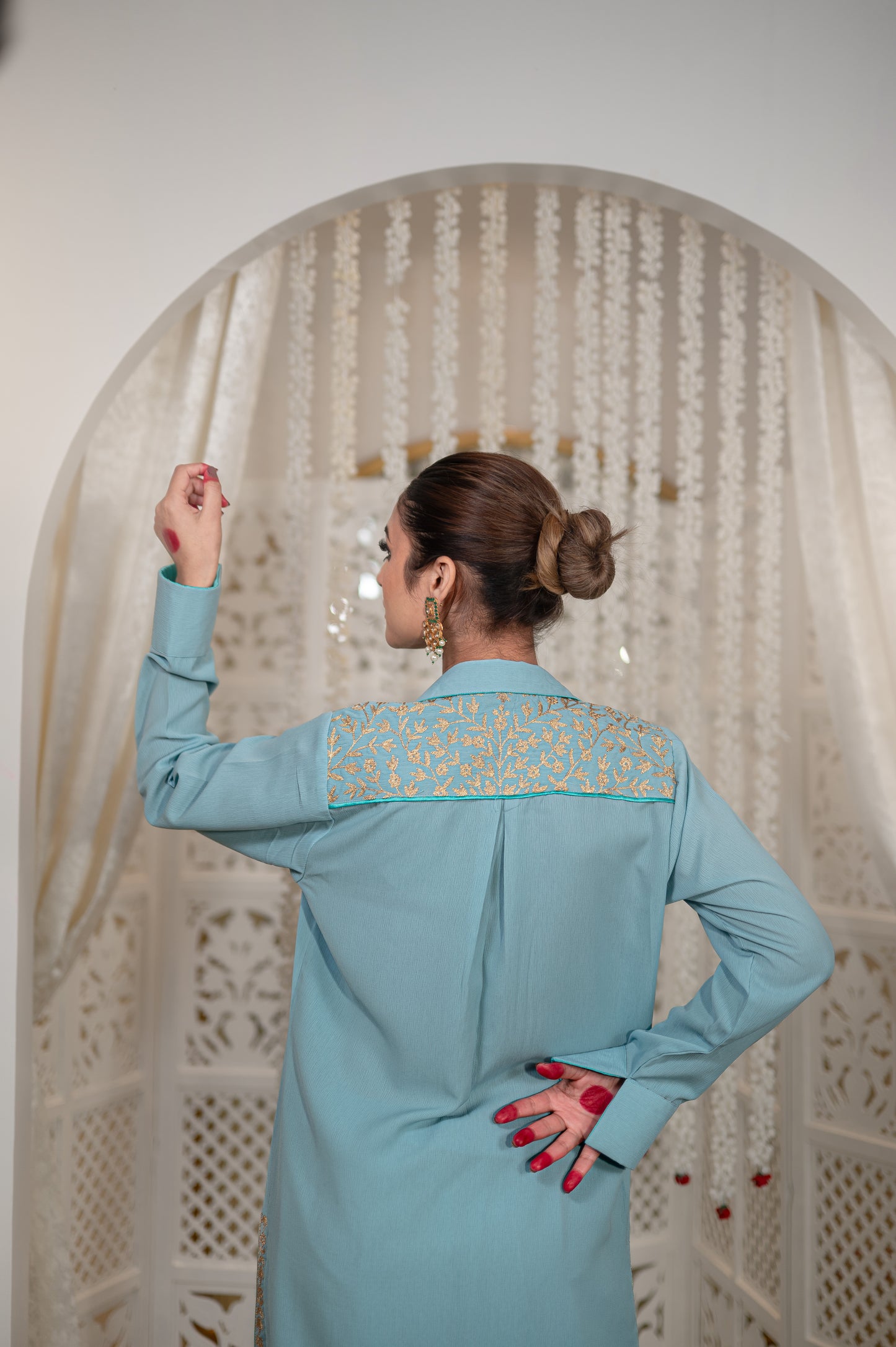 Blue Double Georgette Kurta Set