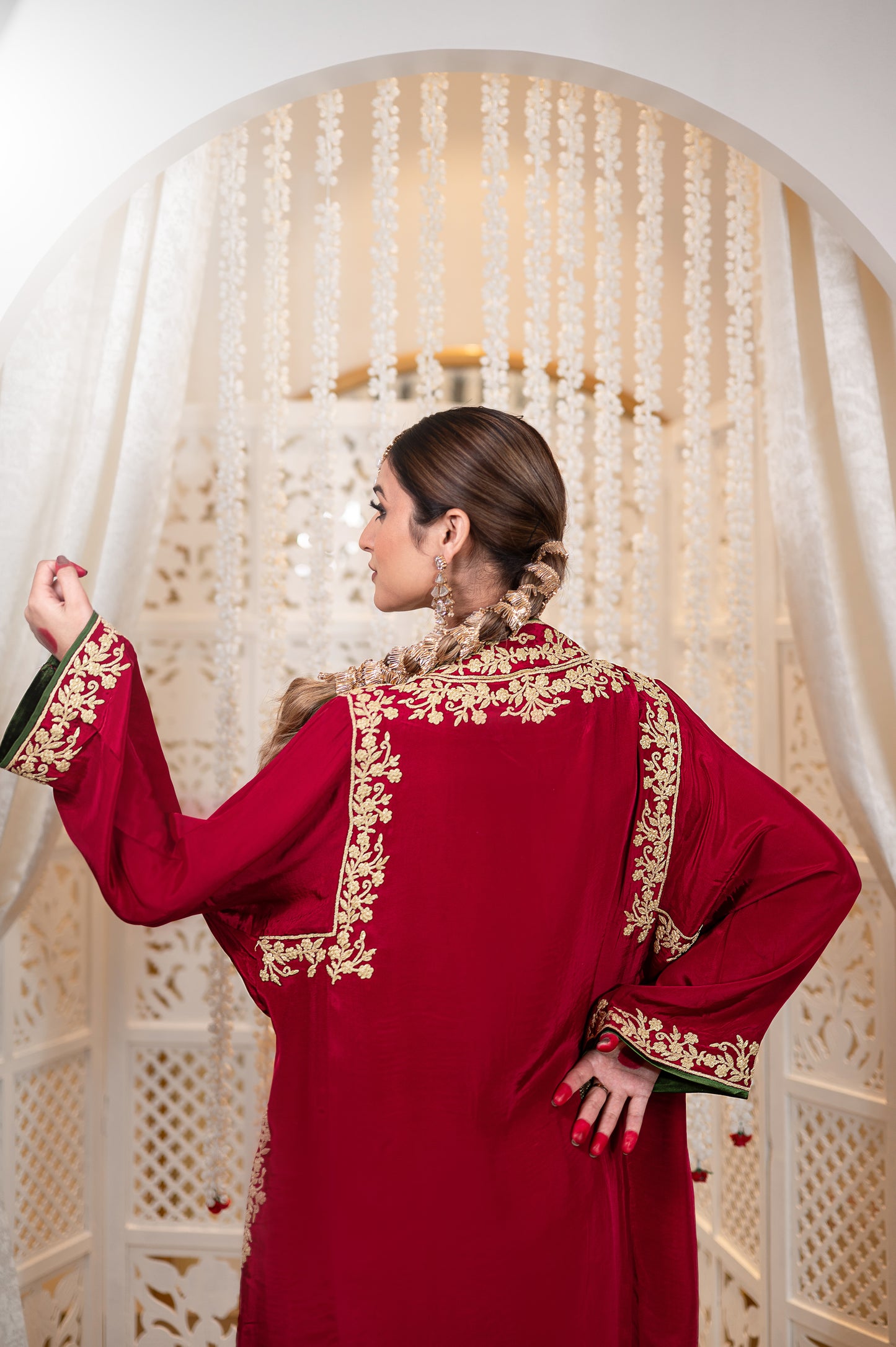 Cherry Red Shoulder Phiran Pants