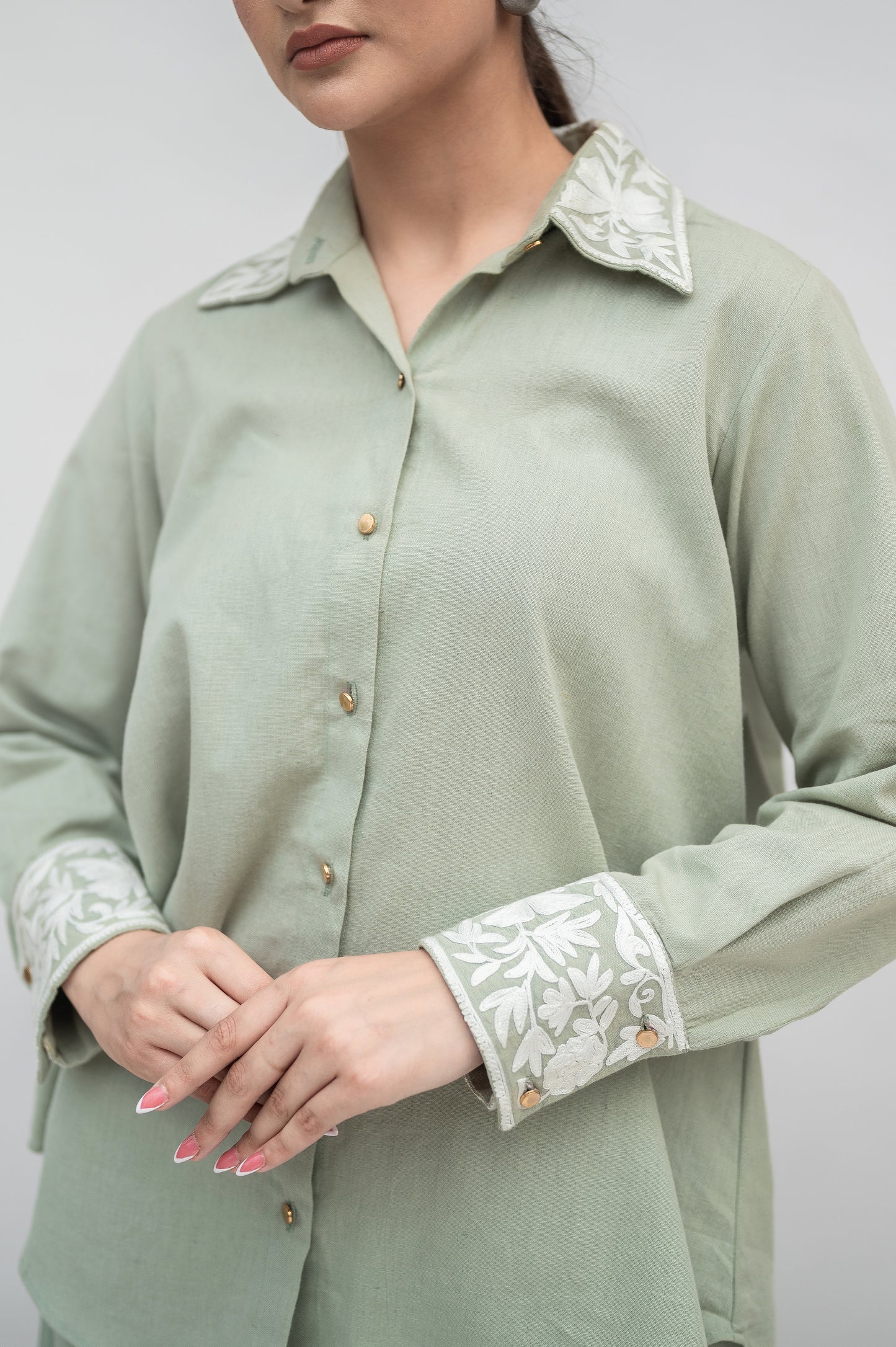 Pastel Green Khadi Cotton Co-ord Set