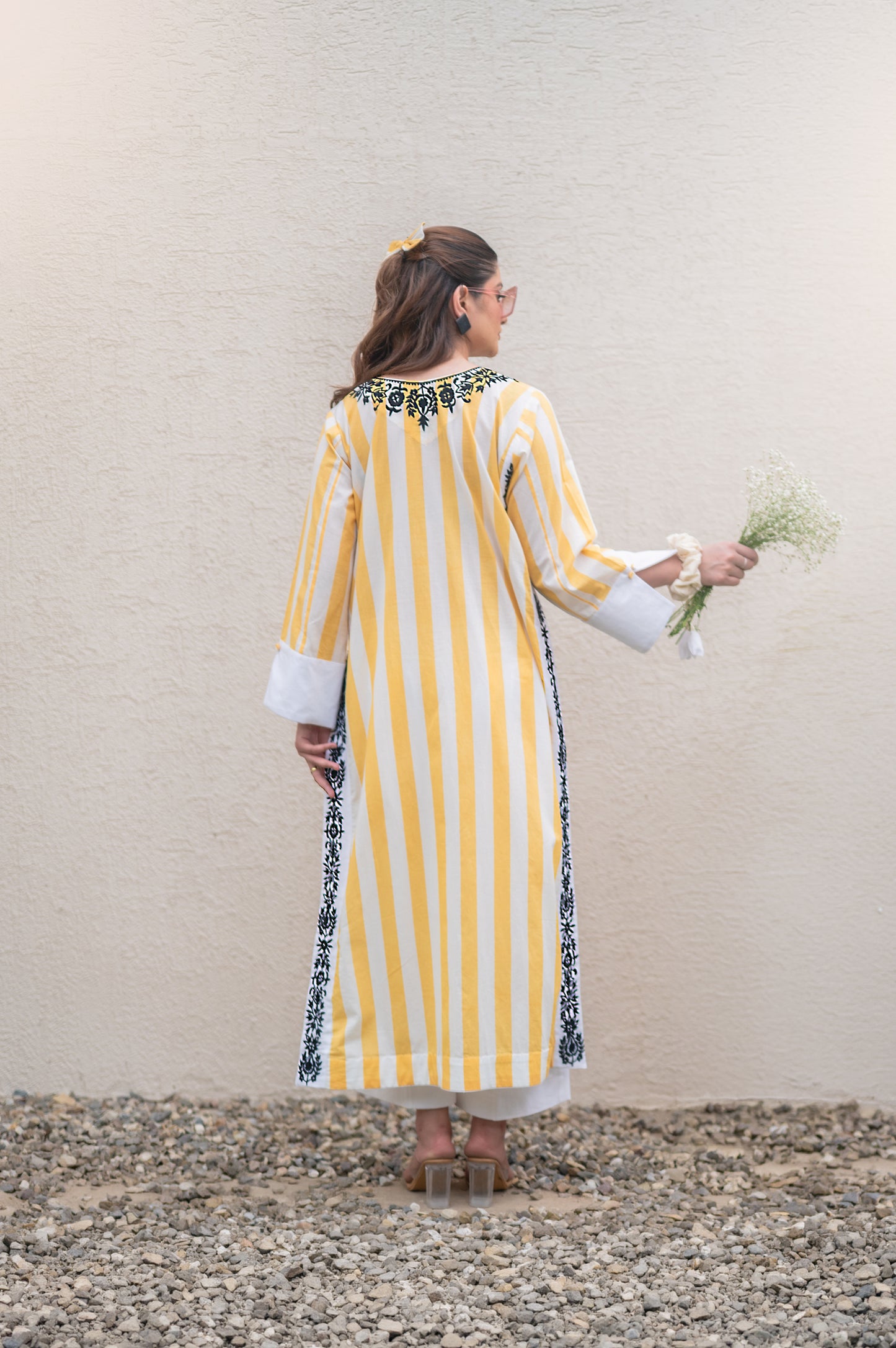 Yellow Stripes Kurta Set