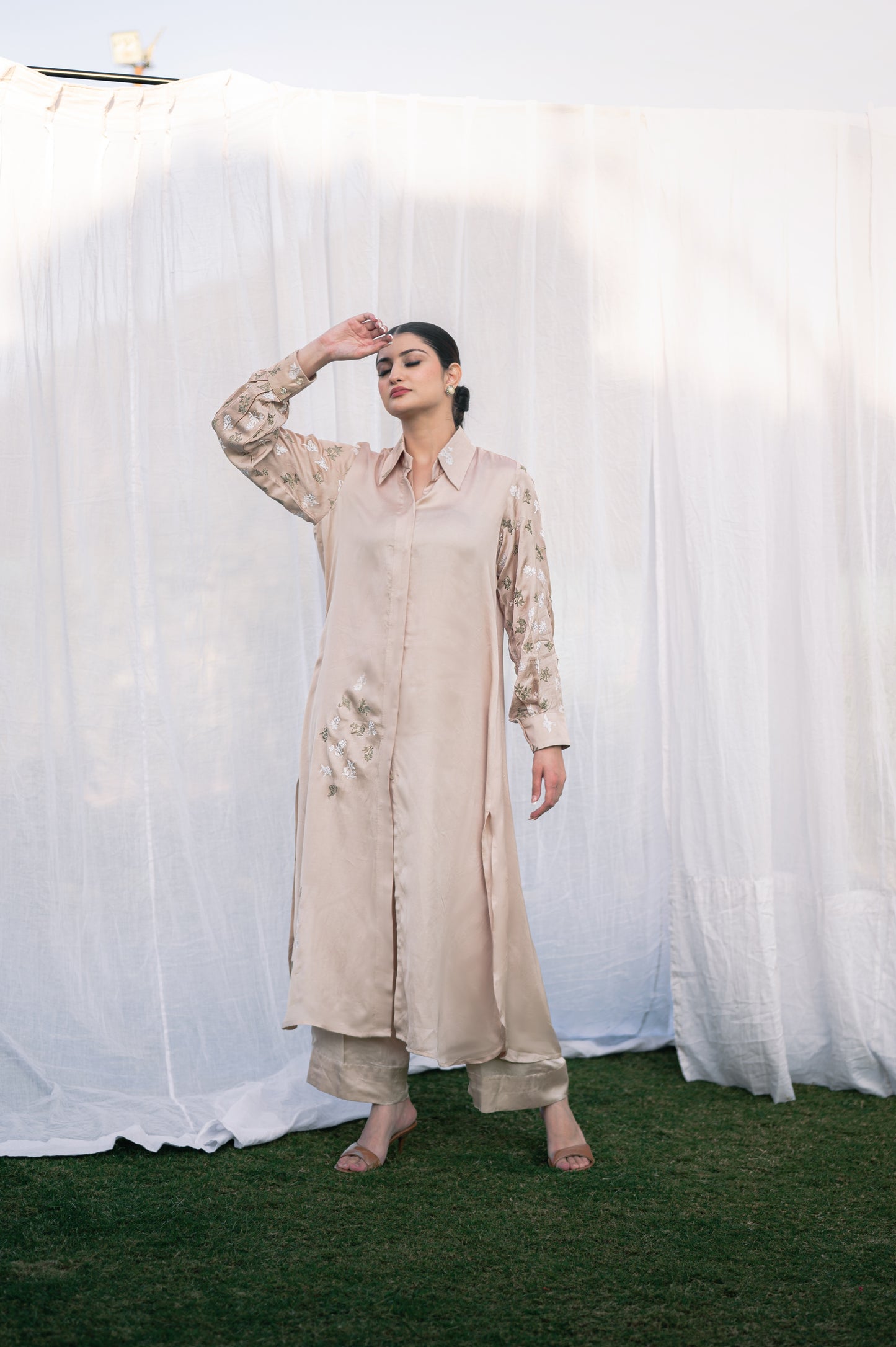 Taupe satin co-ord set