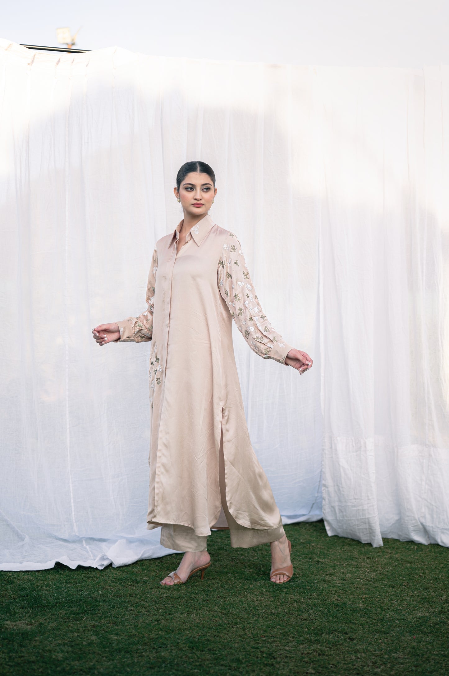 Taupe satin co-ord set