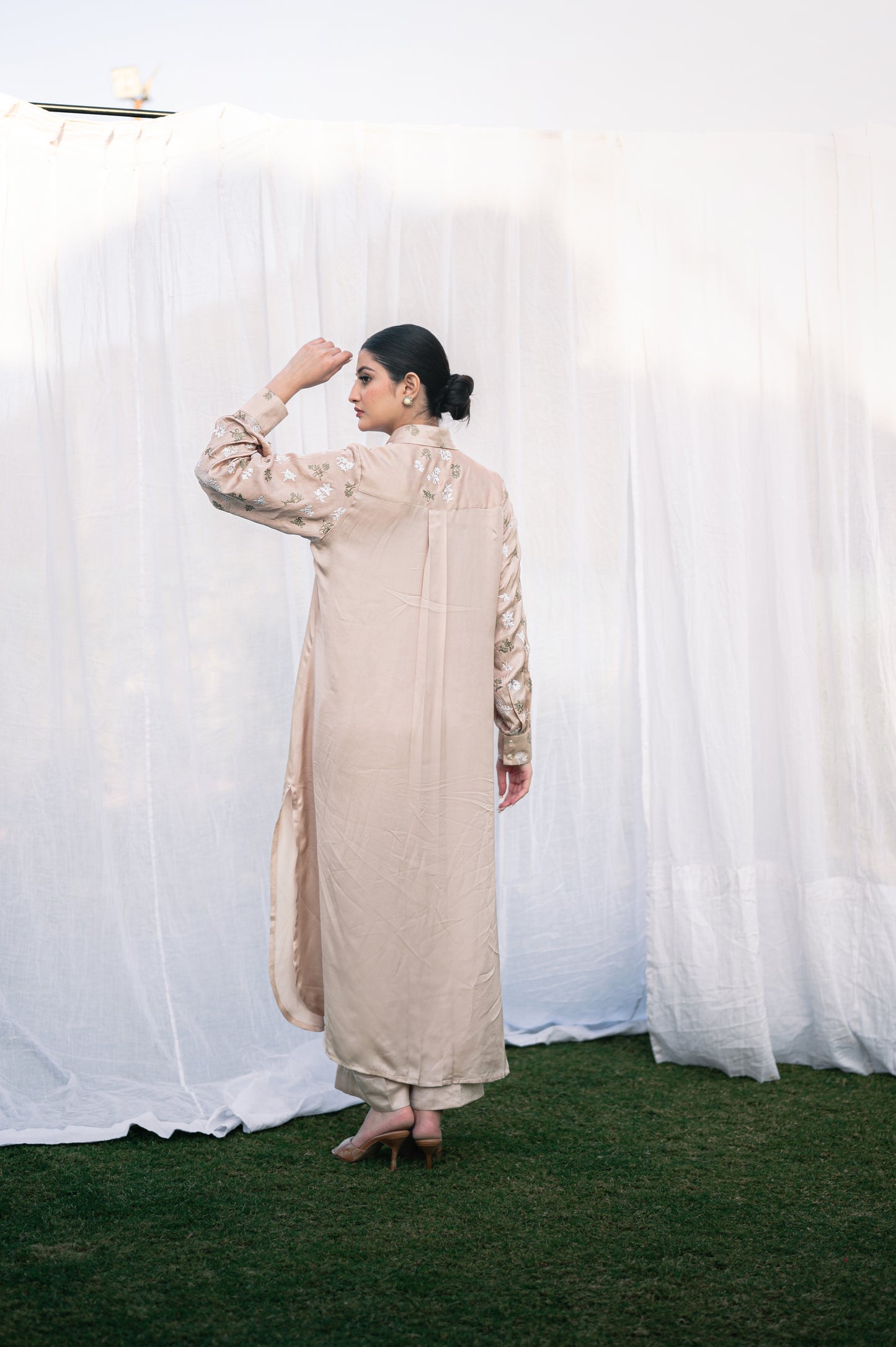 Taupe satin co-ord set