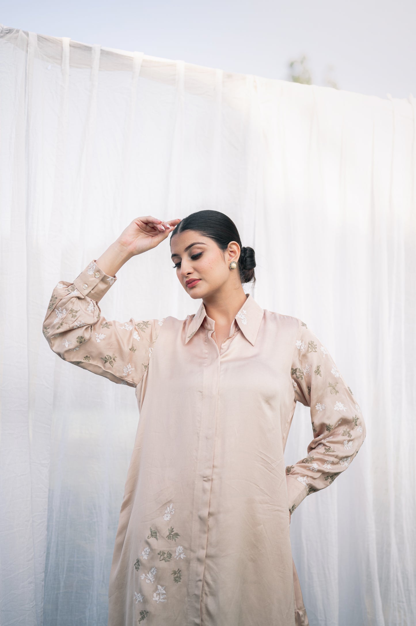 Taupe satin co-ord set