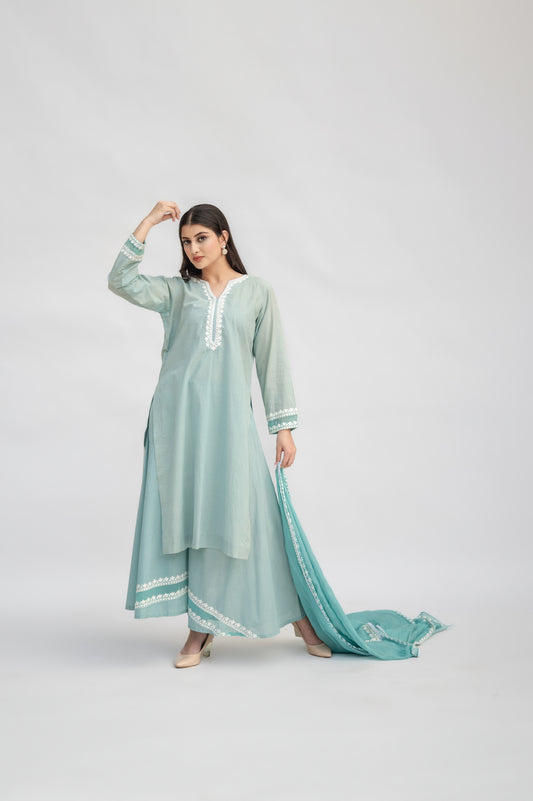 Light Teal Mulmul Suit