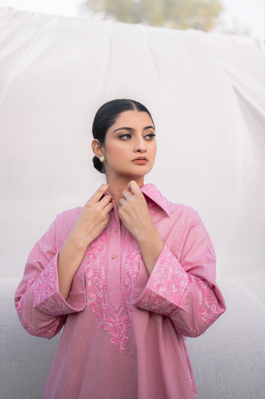 Pink mulmul co-ord set