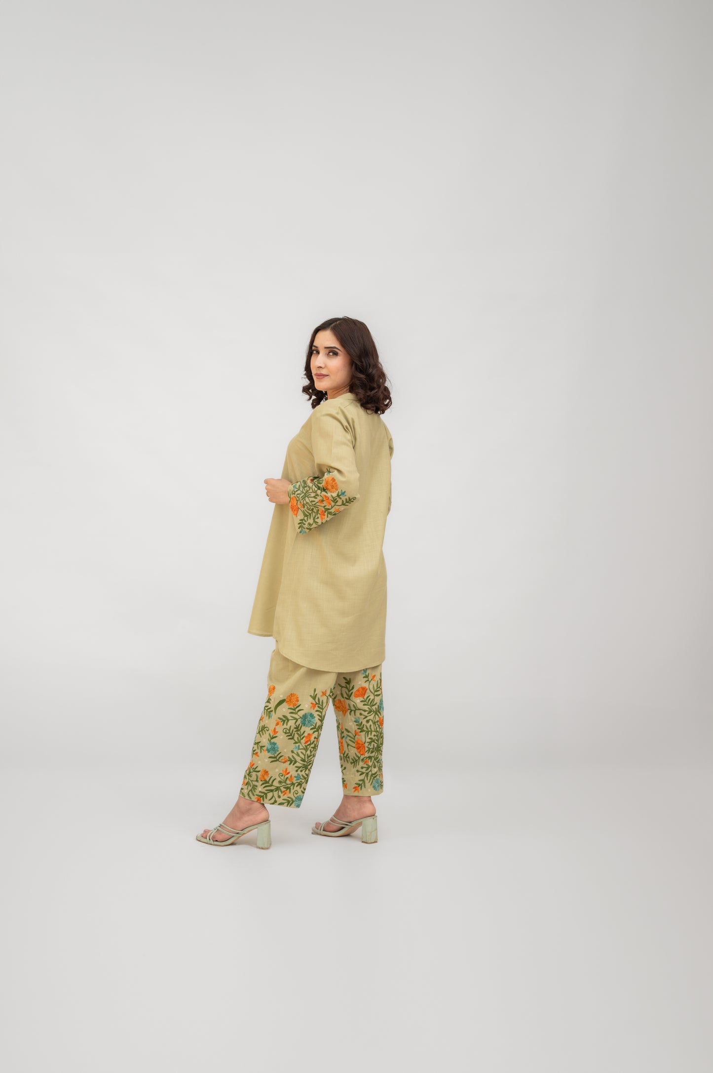 Fern Green Cotton Collared Co-ord Set