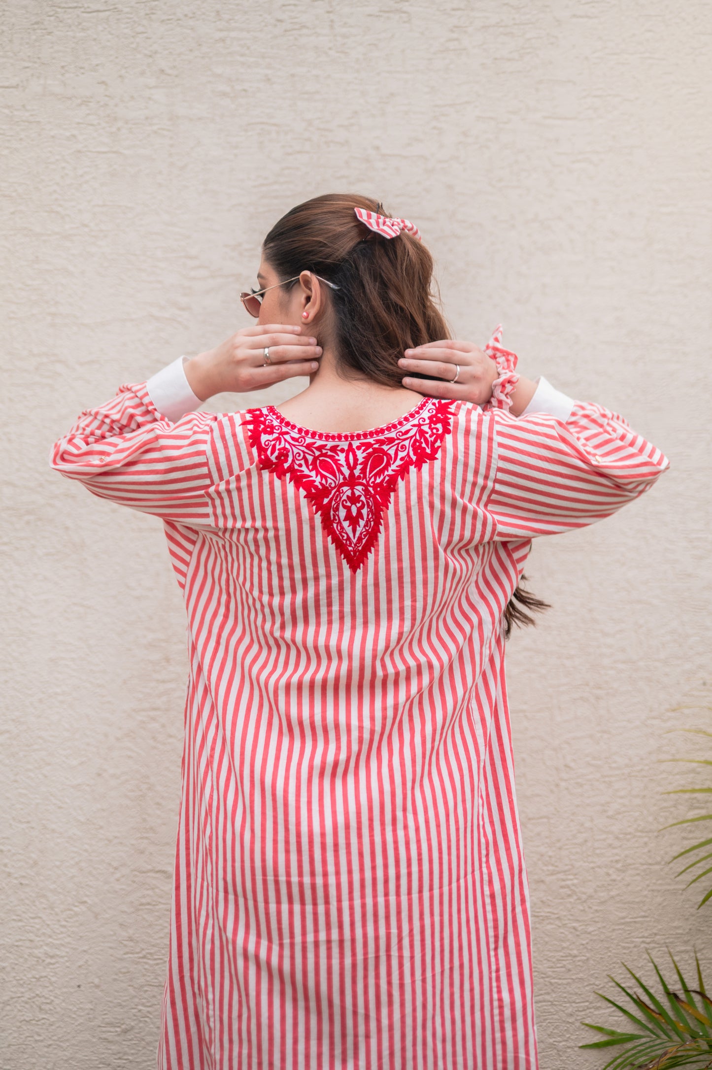 Red Stripes Kurta Set