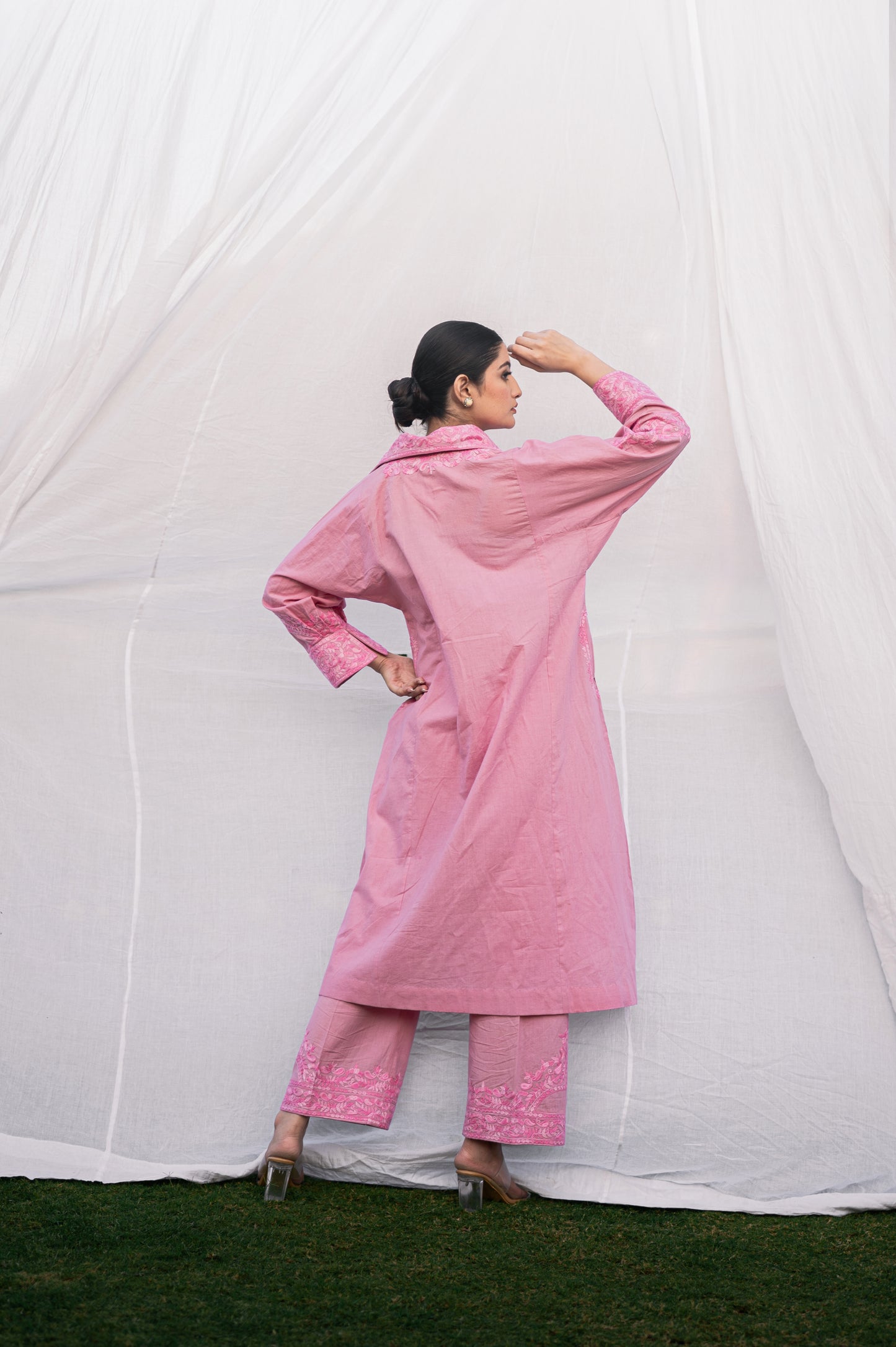 Pink mulmul co-ord set