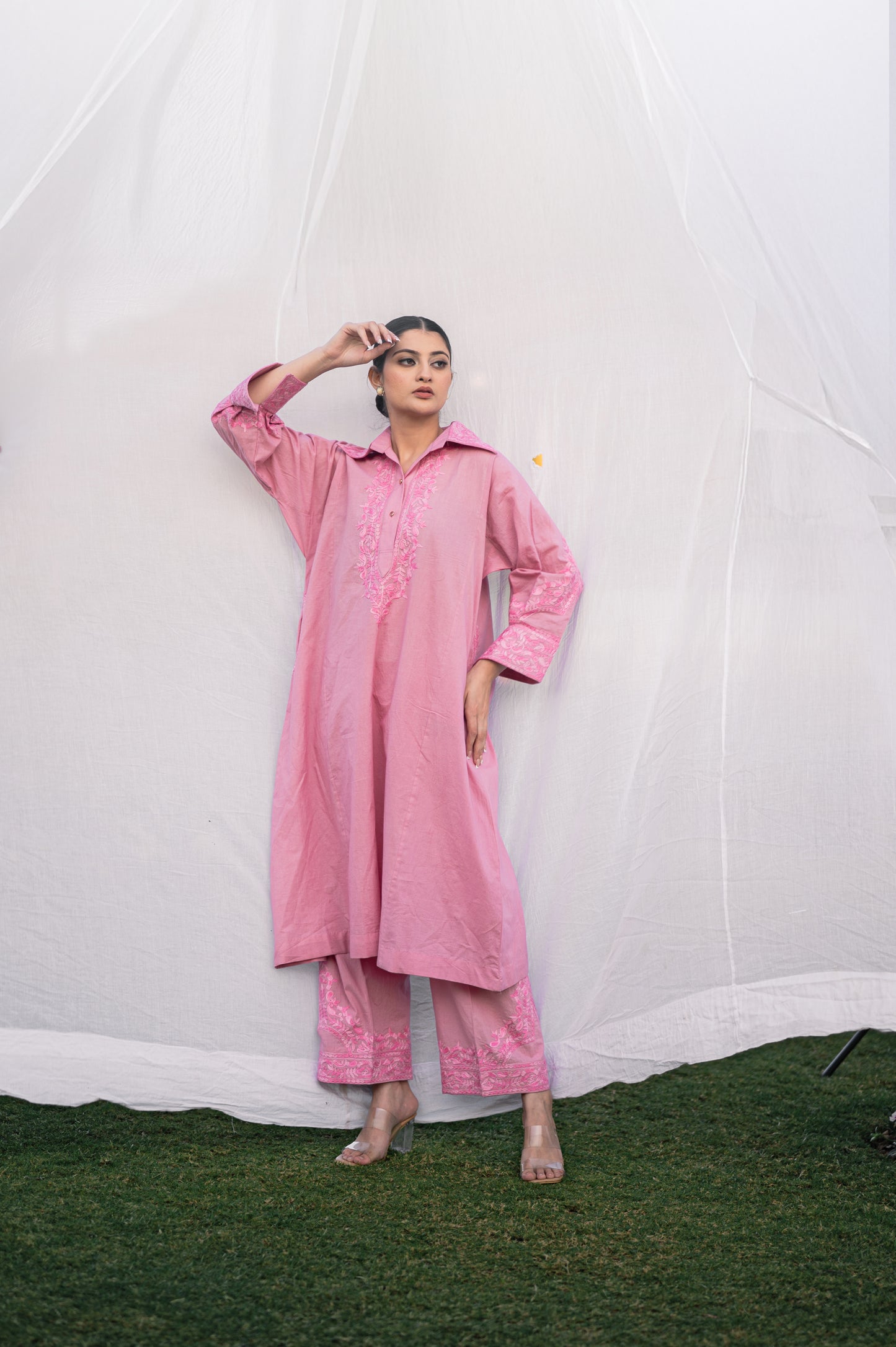 Pink mulmul co-ord set