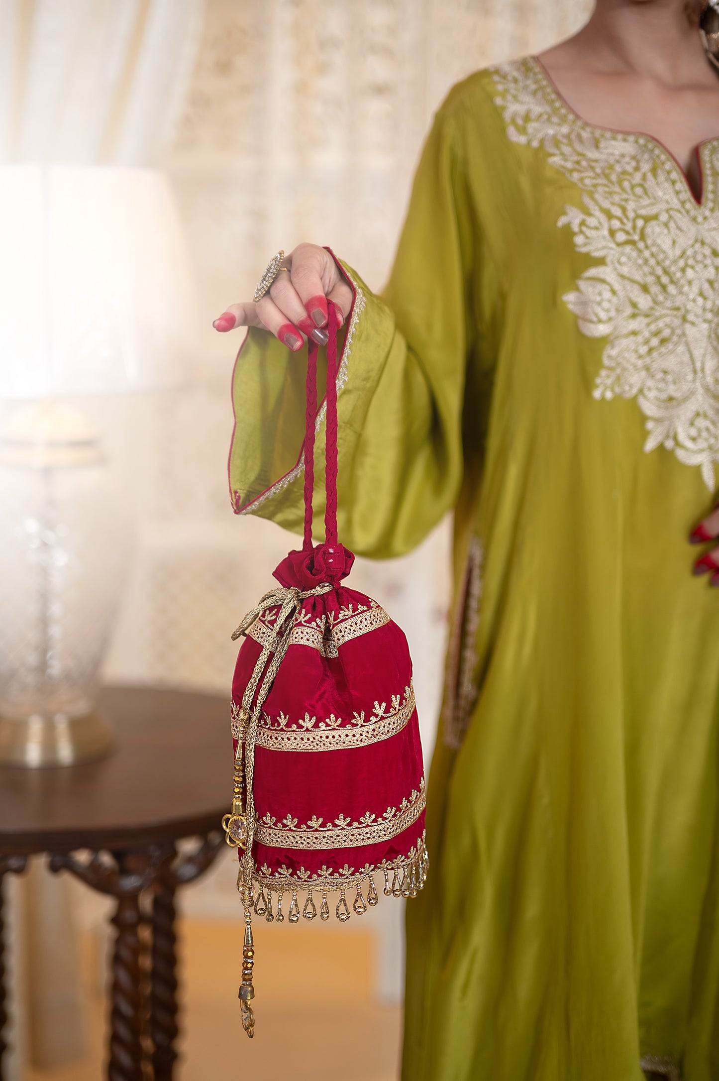 Mehendi Green Crepe Cutwork Suit