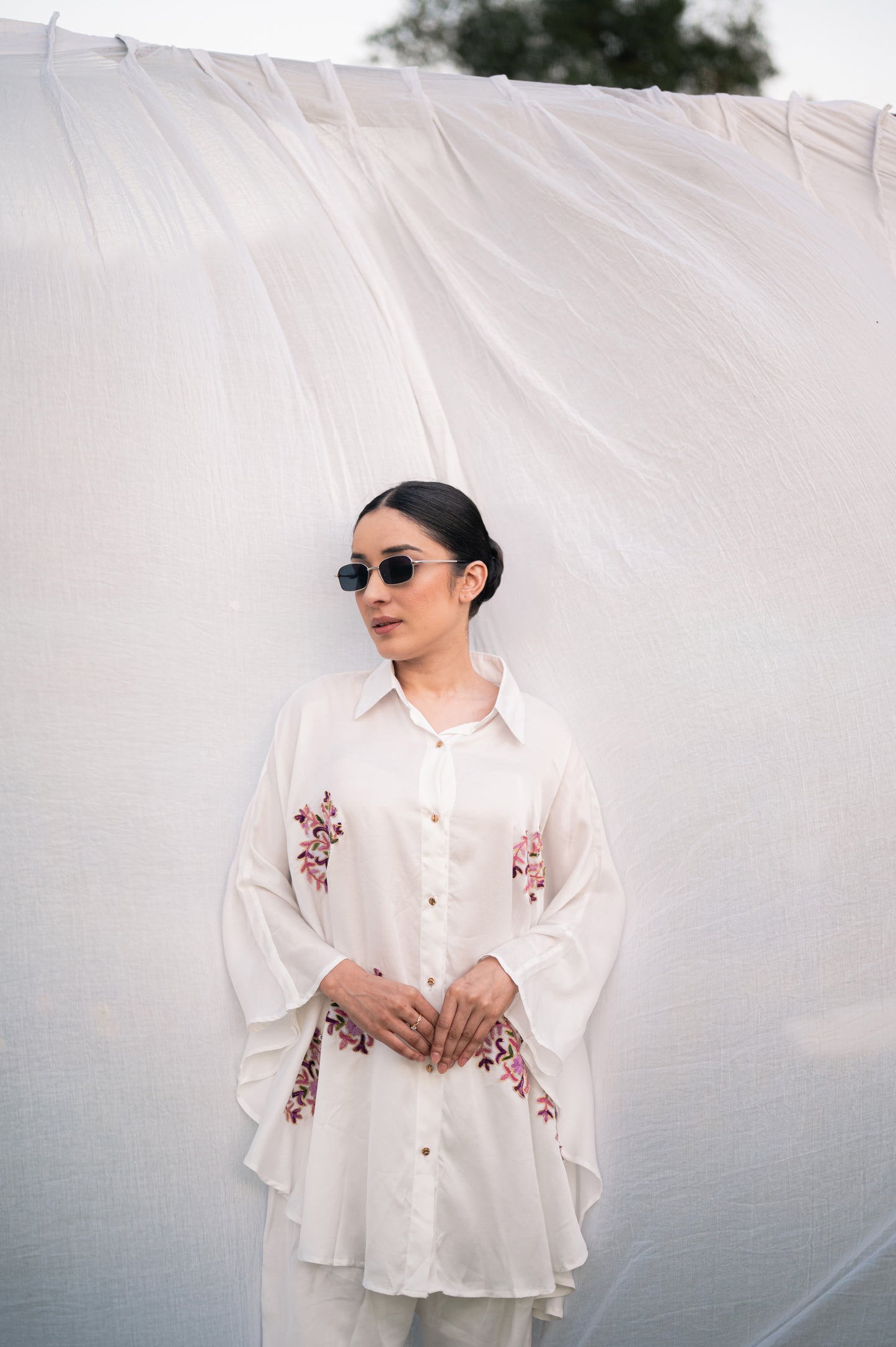 White satin co-ord set