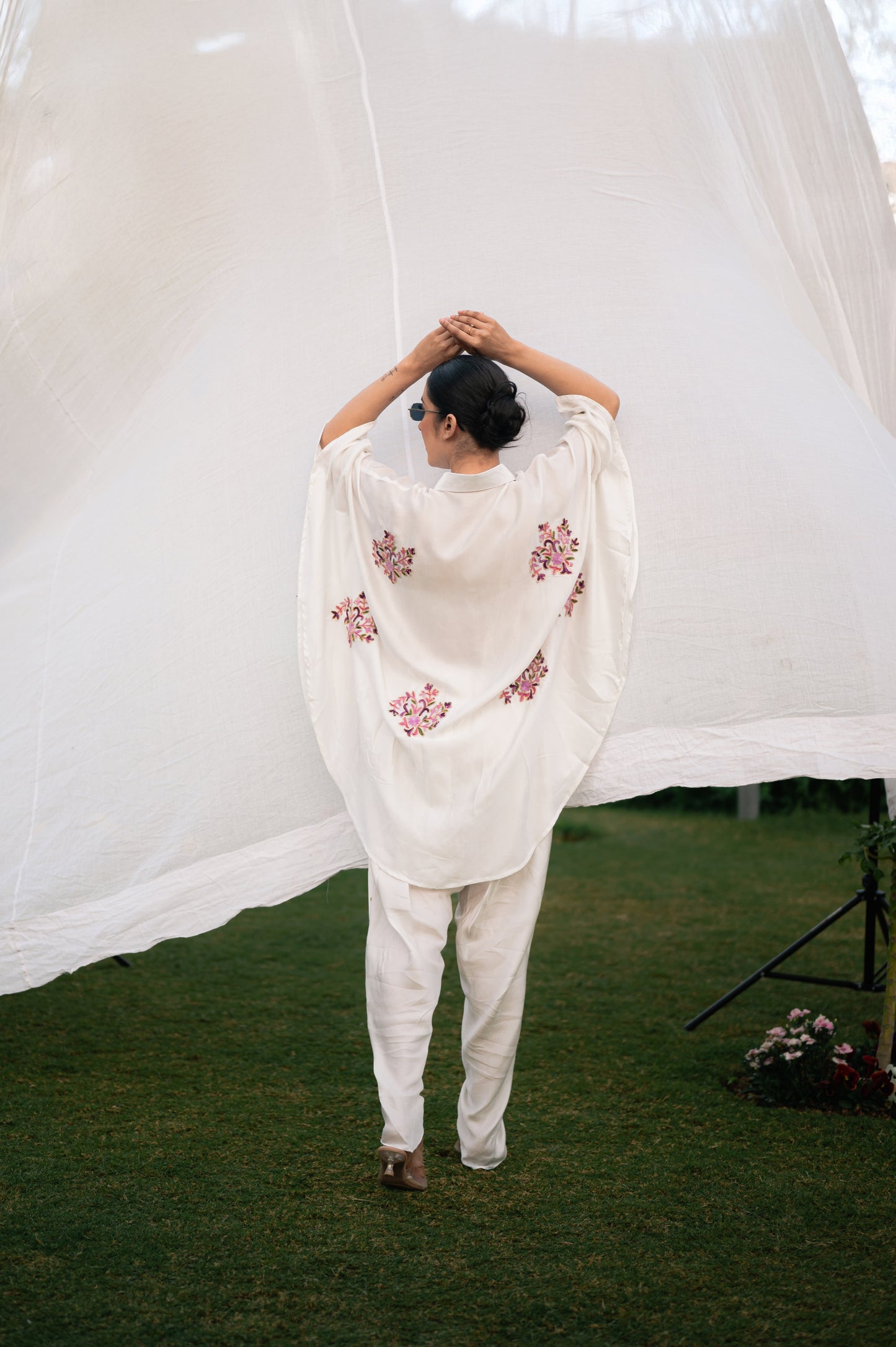 White satin co-ord set