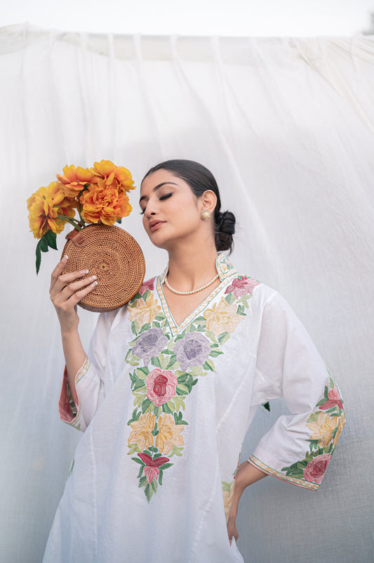 White linen cotton co-ord set
