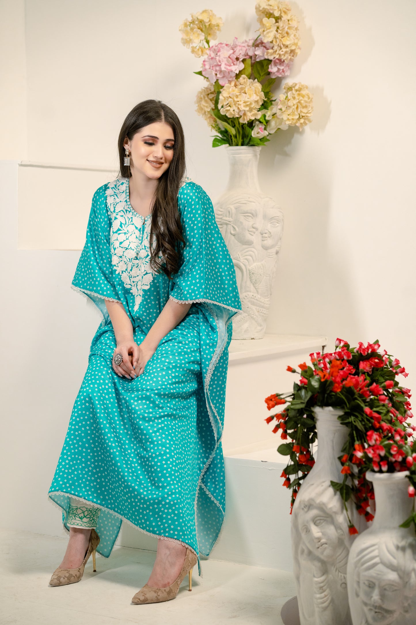 Teal kaftan set