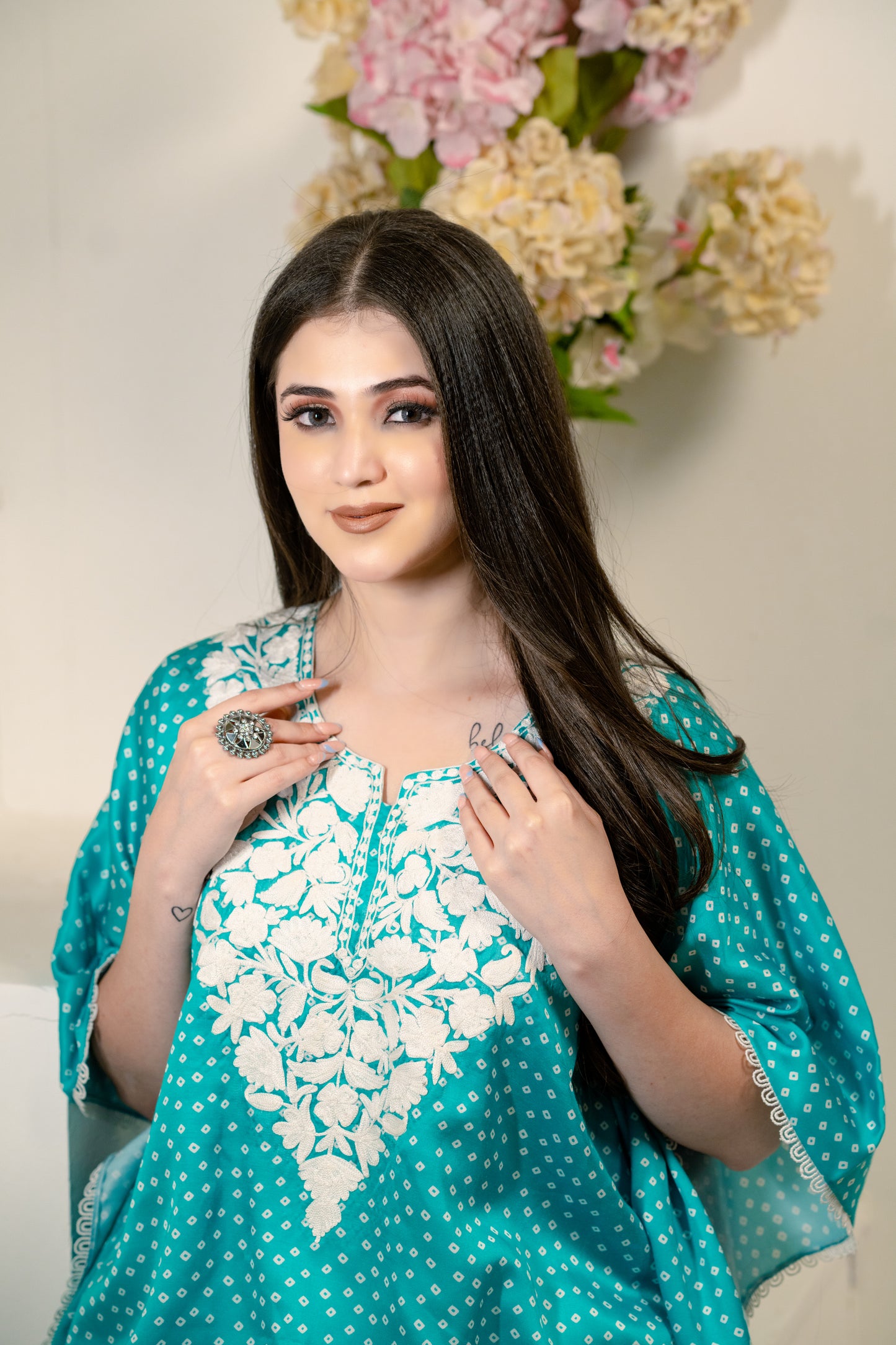 Teal kaftan set