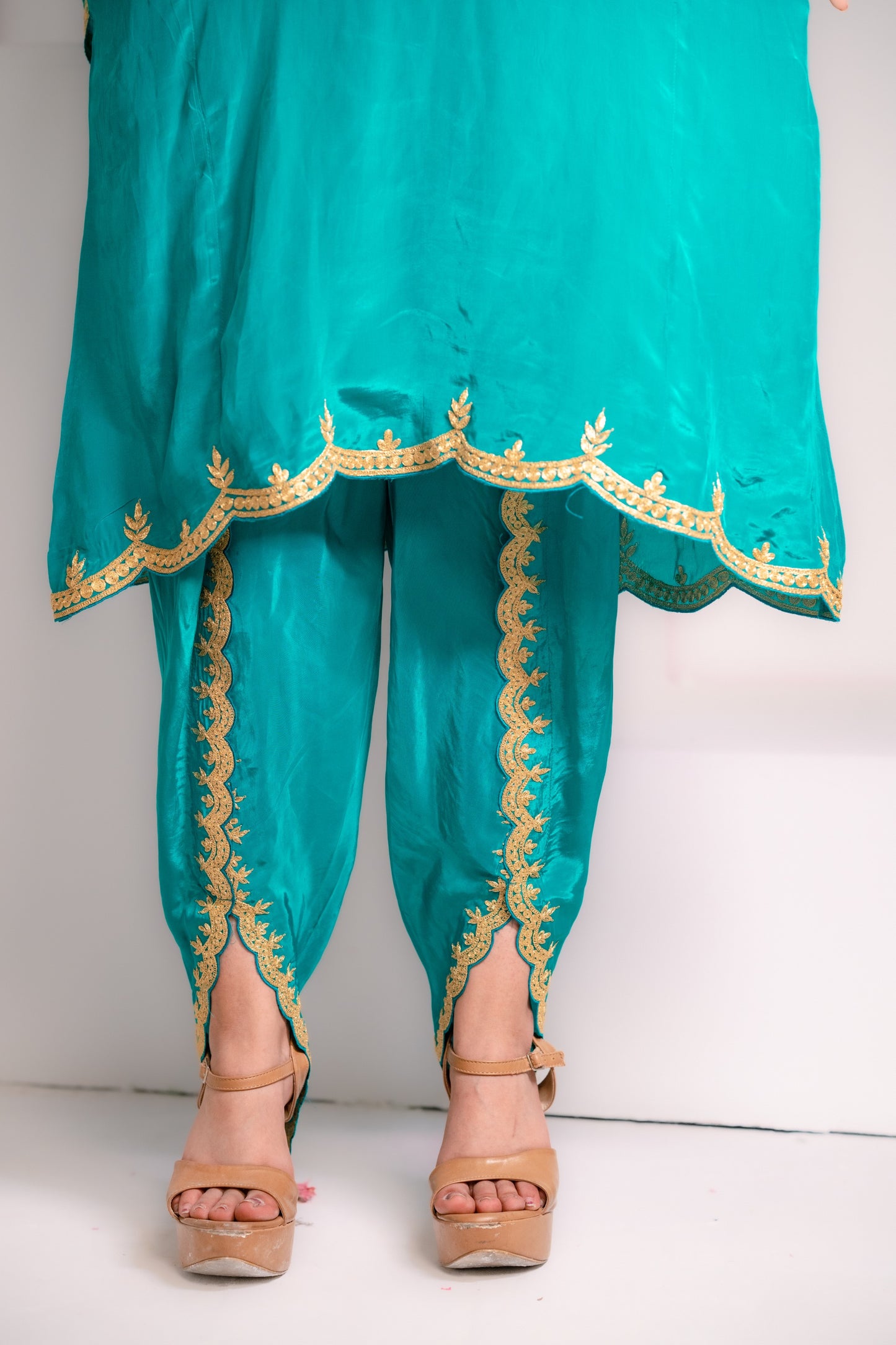 Teal Crepe Tilla Set