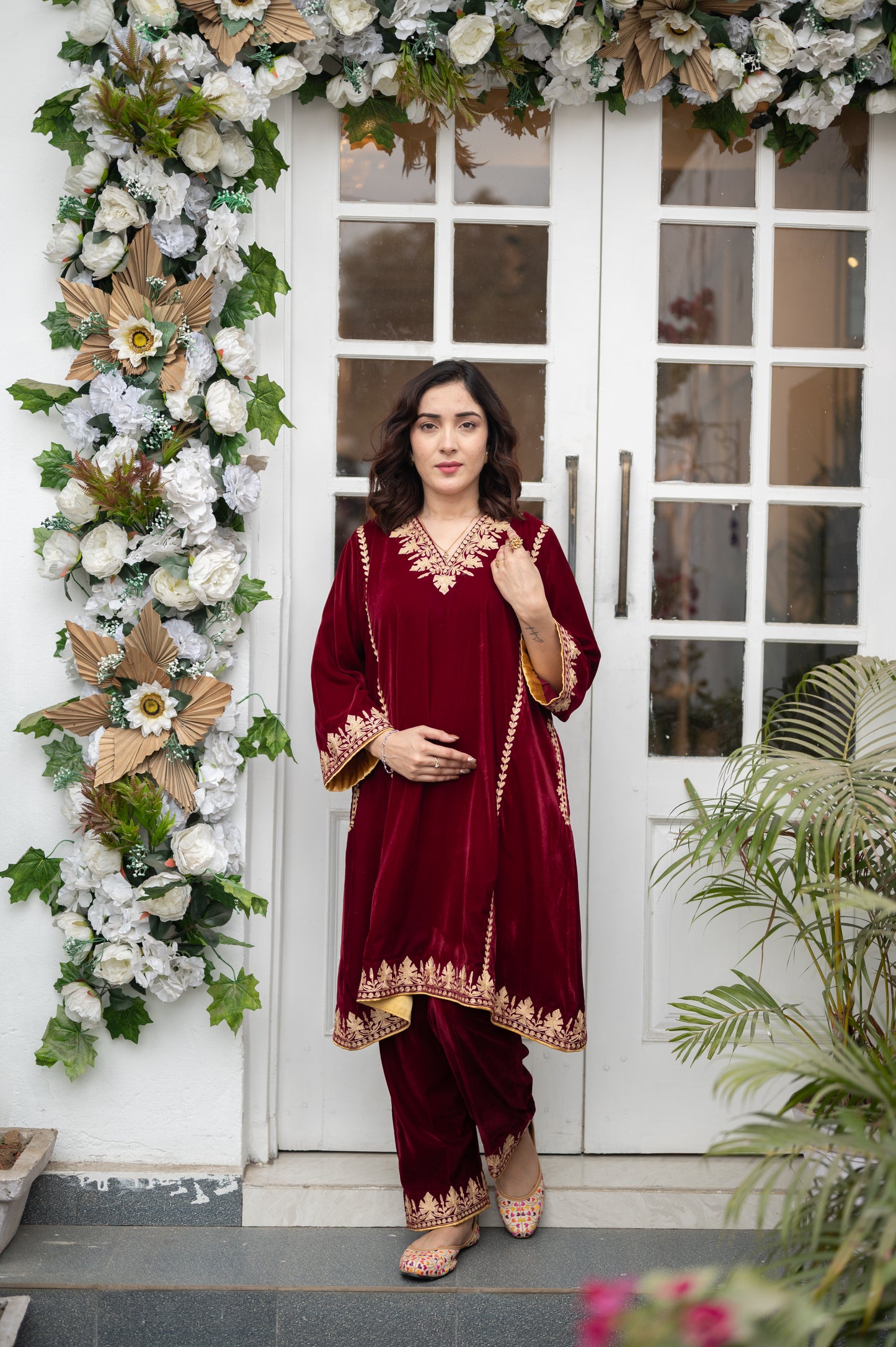 Maroon Phiran Set