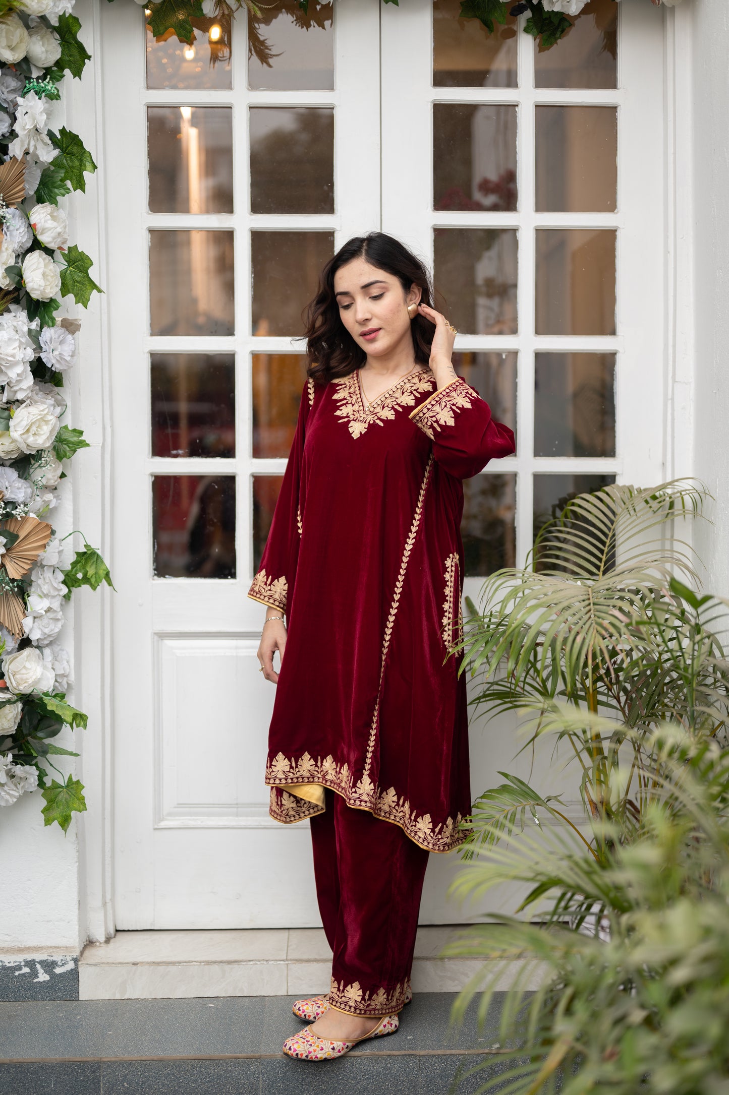 Maroon Phiran Set