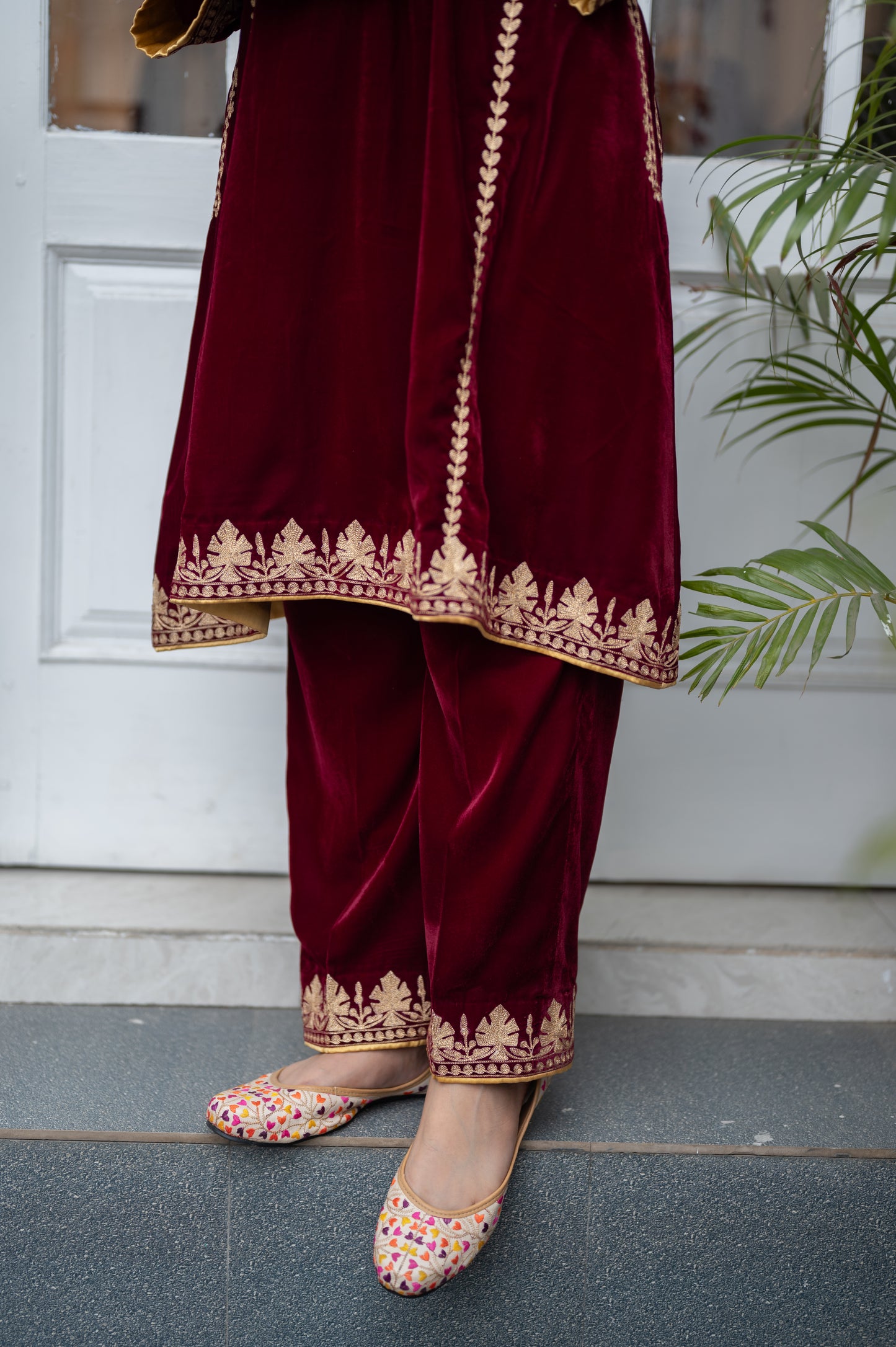 Maroon Phiran Set