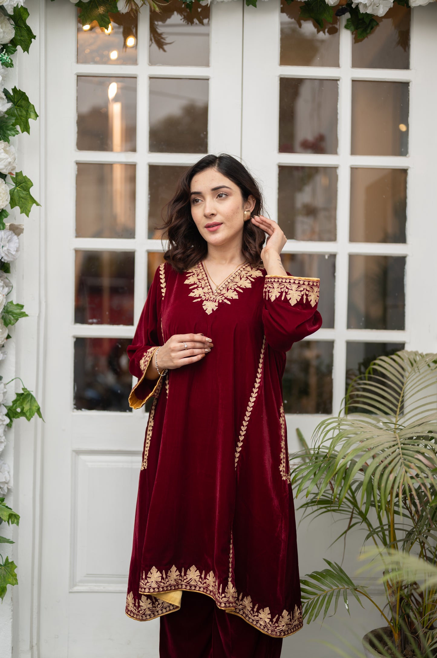 Maroon Phiran Set