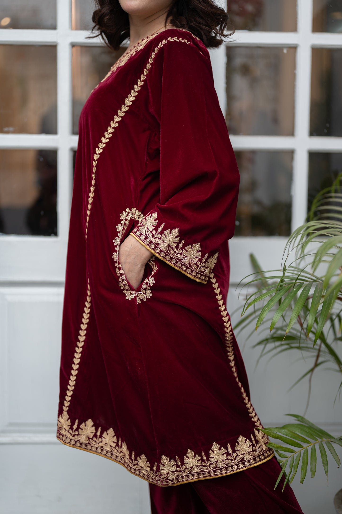 Maroon Phiran Set