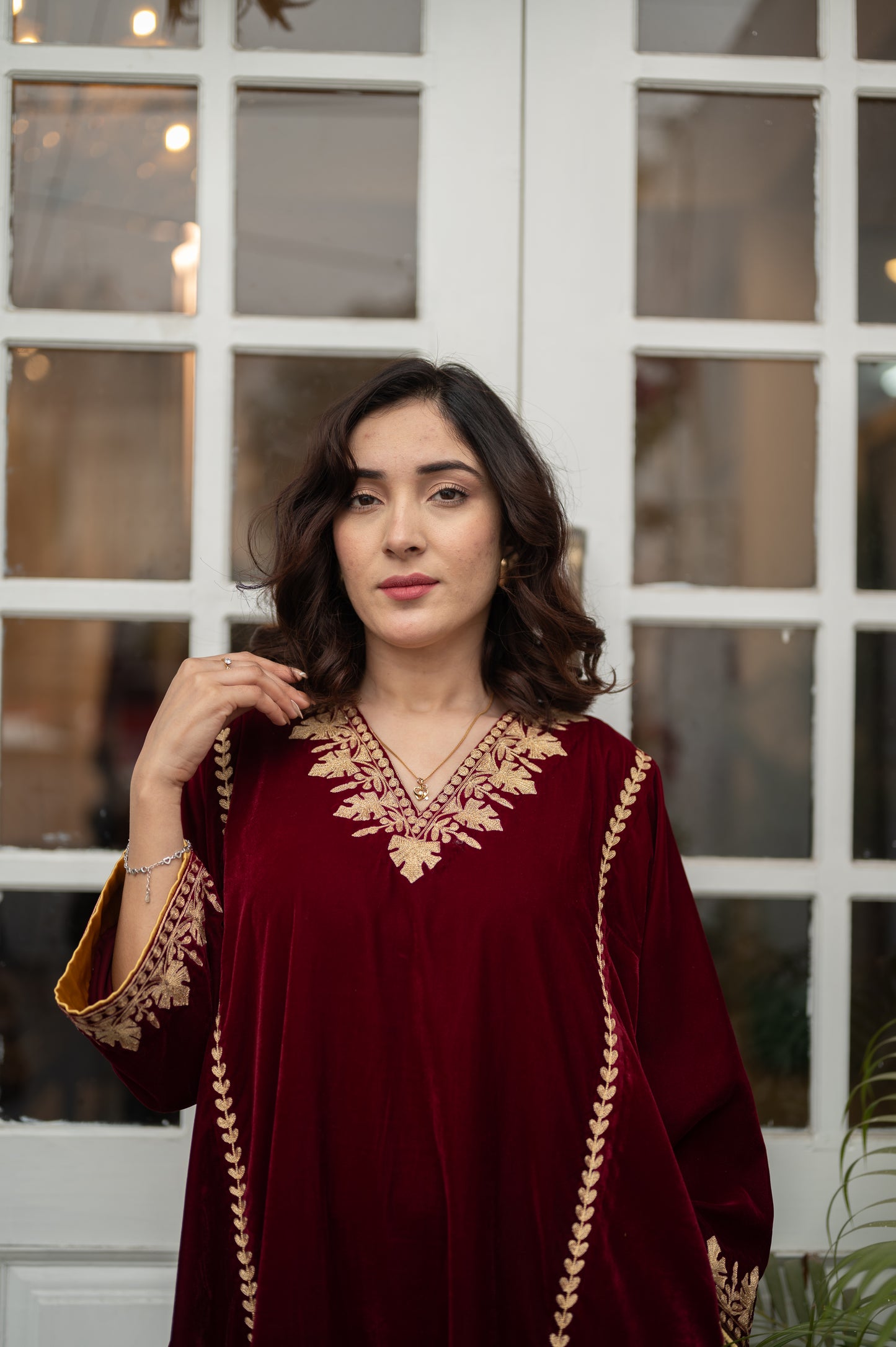 Maroon Phiran Set