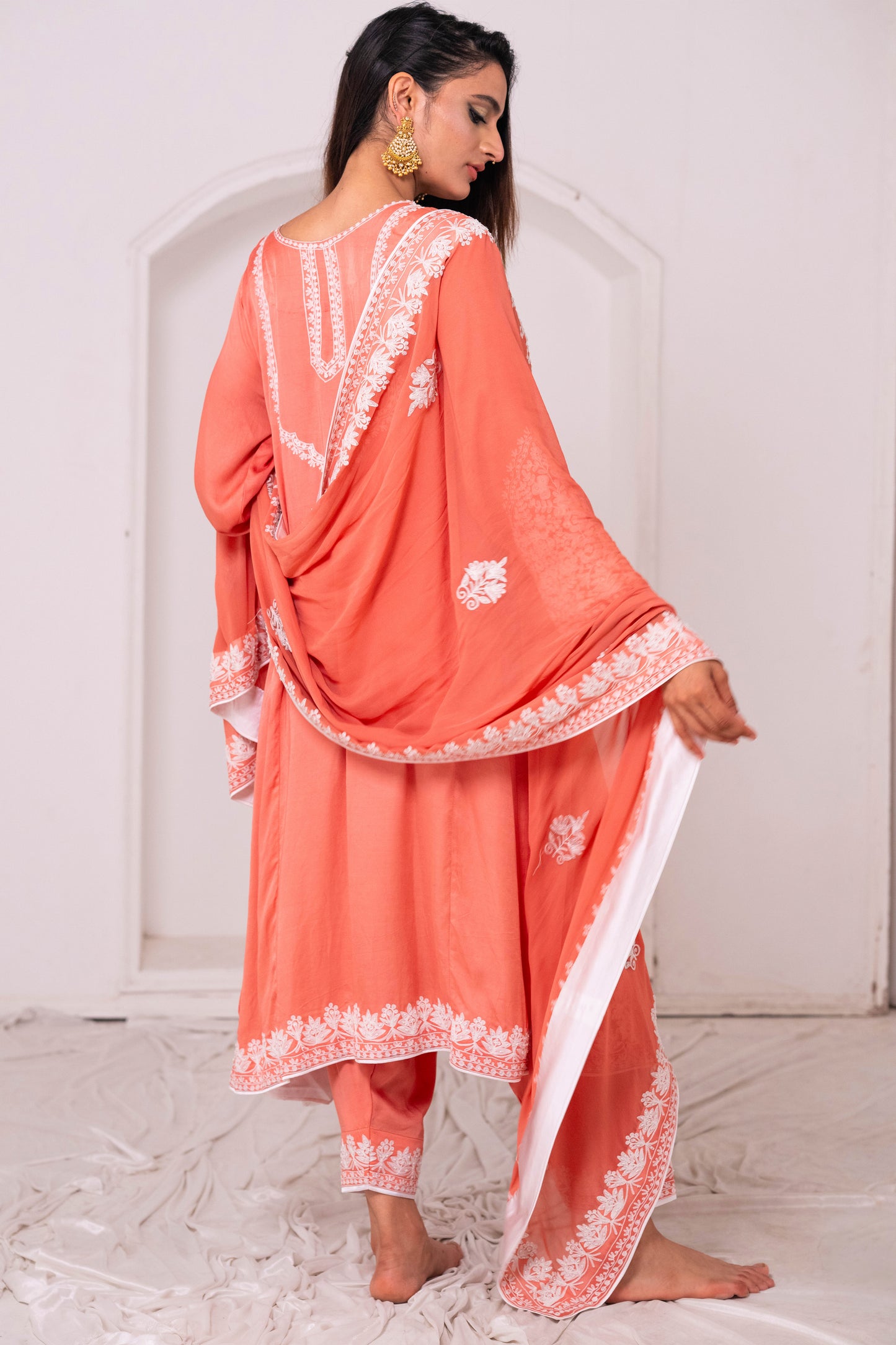 Peach GS Aari Phiran Suit