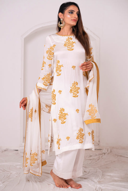 White Crepe GS Straight Suit