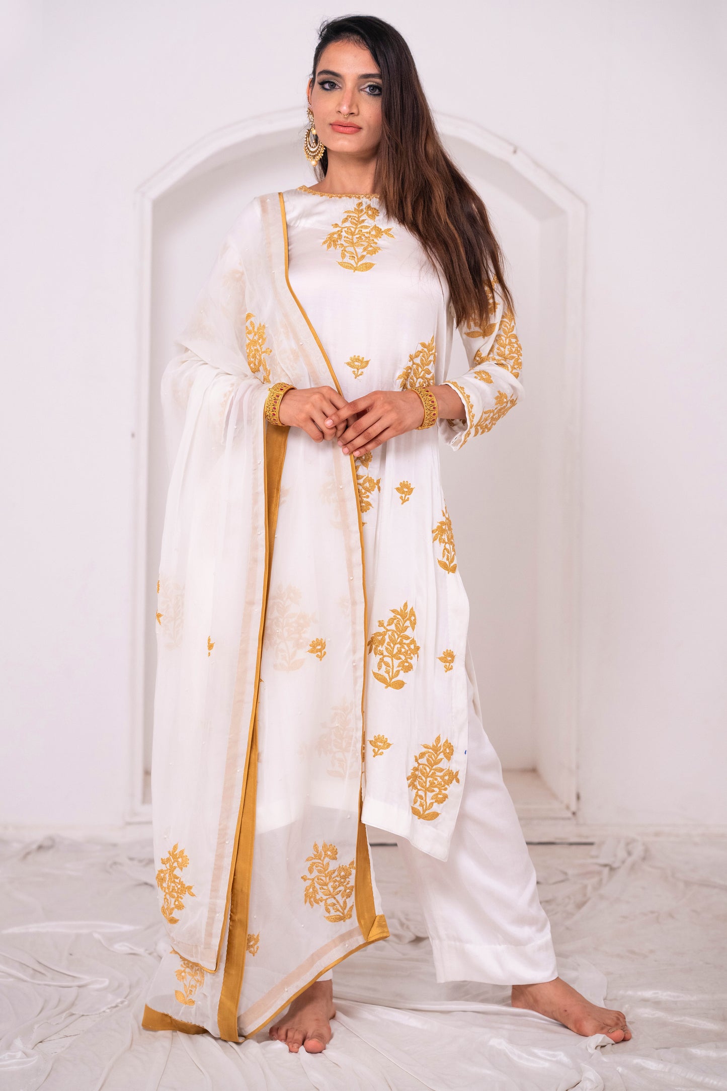 White Crepe GS Straight Suit