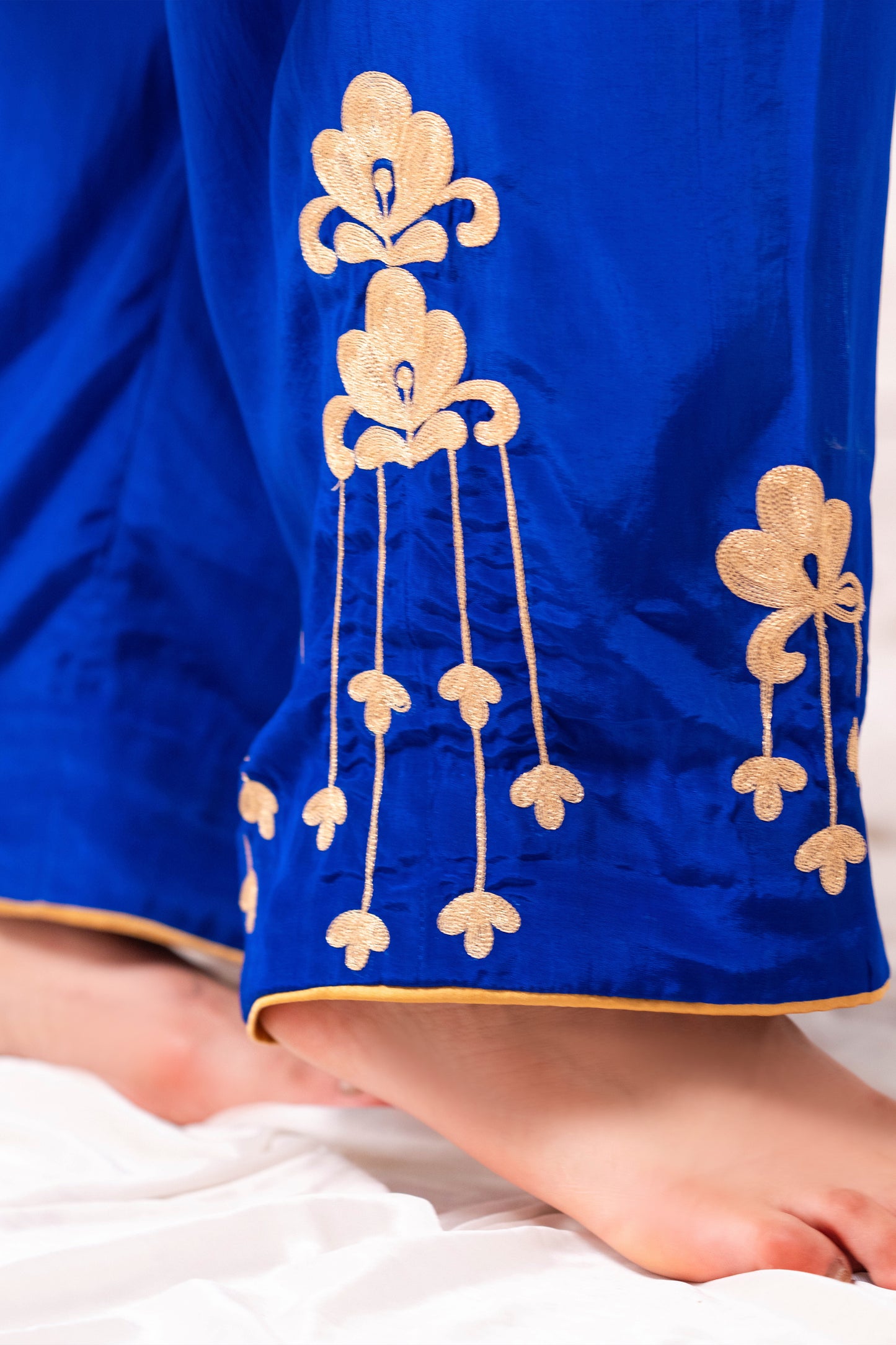 Royal Blue Crepe Aari Phiran Set