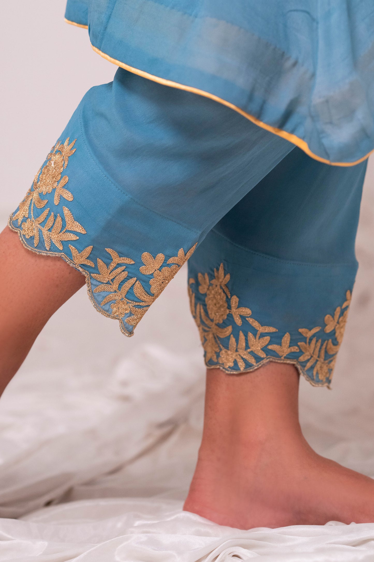 Blue Crepe Phiran Suit