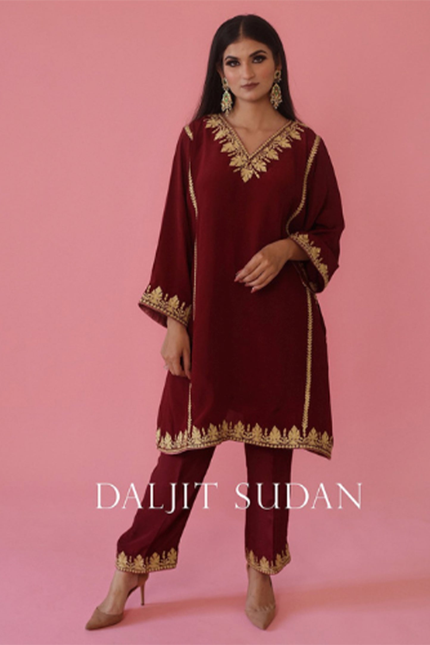Maroon Phiran Set
