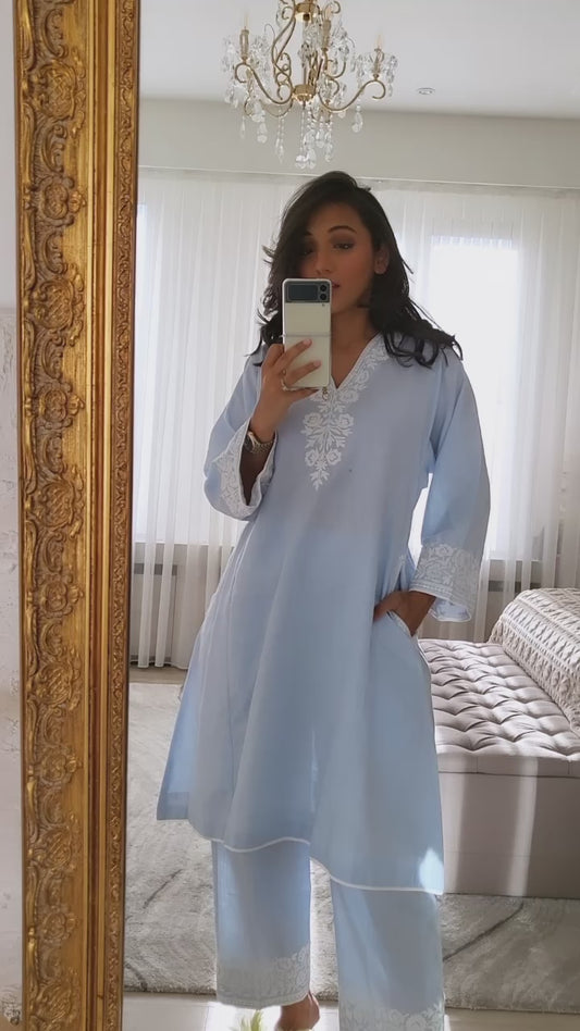 Sheer Bliss Blue Phiran Set