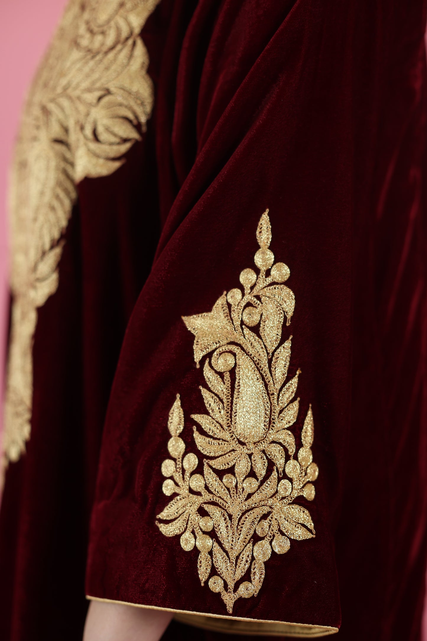 Maroon Velvet Phiran Set
