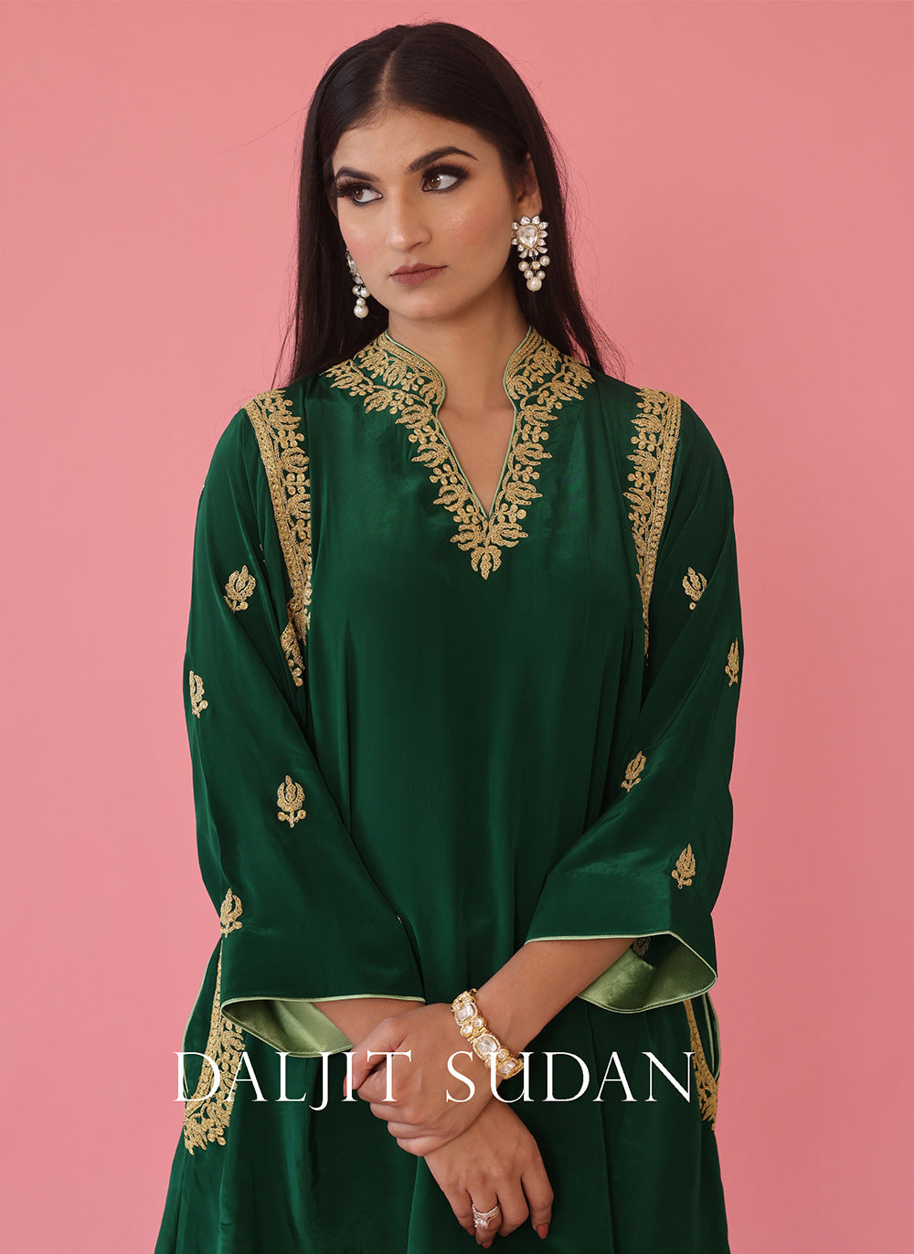 Emerald Green Shoulder Phiran Set