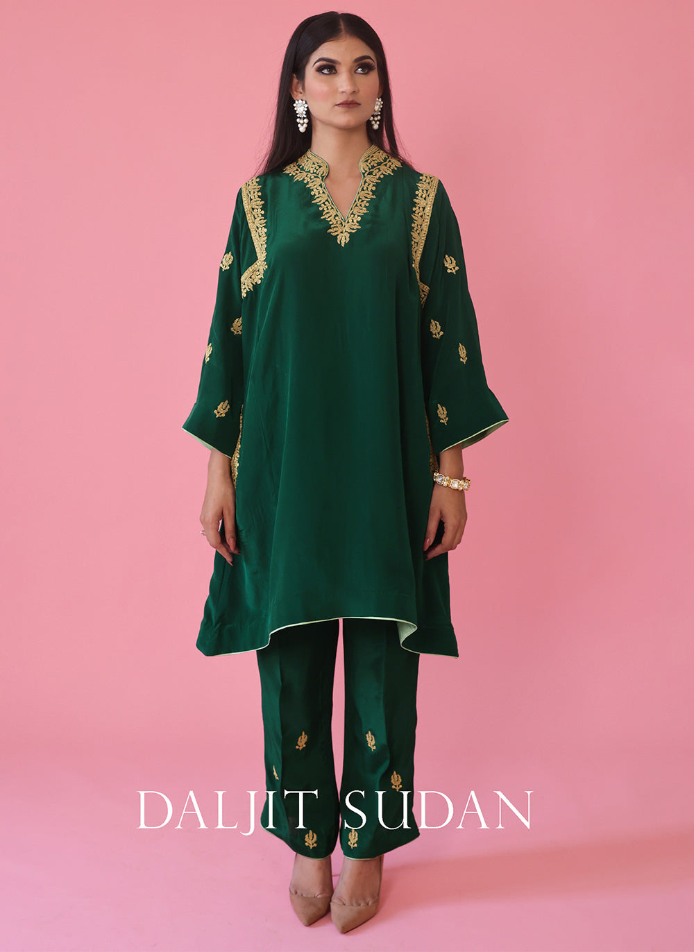 Emerald Green Shoulder Phiran Set