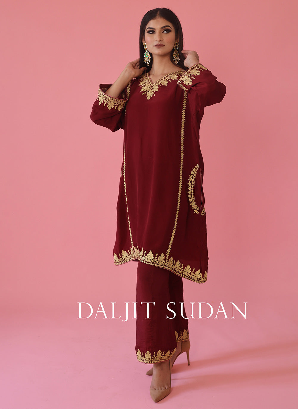 Maroon Phiran Set
