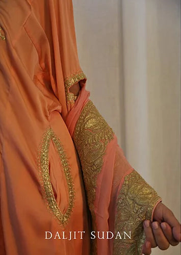 Peach Crepe Kashmiri Gala Tilla Phiran Suit II