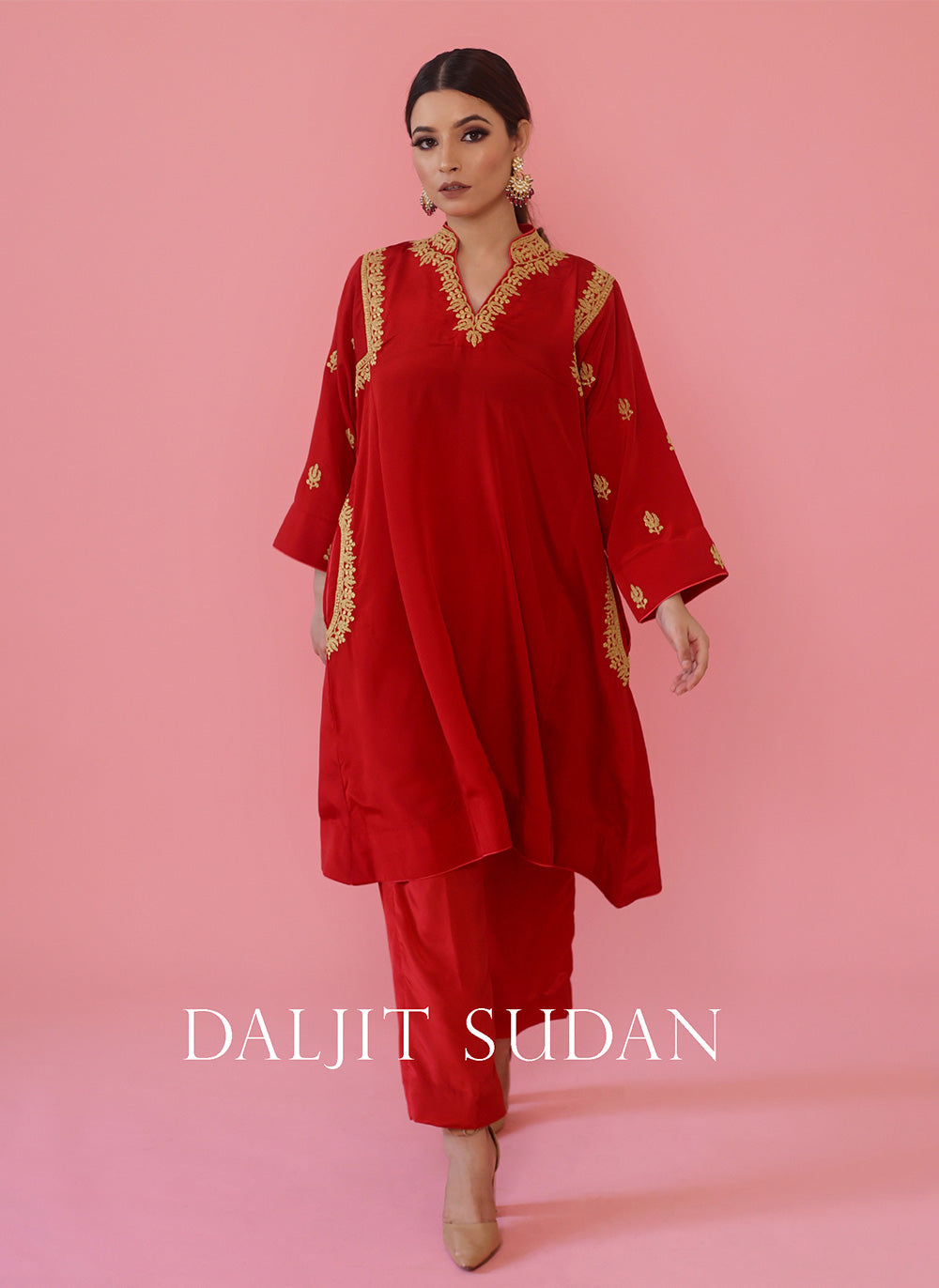 Red Shoulder Phiran Set