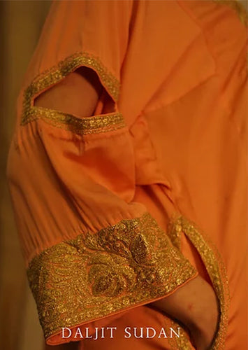 Peach Crepe Kashmiri Gala Tilla Phiran Suit I