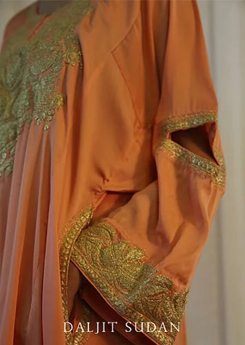 Peach Crepe Kashmiri Gala Tilla Phiran Suit II