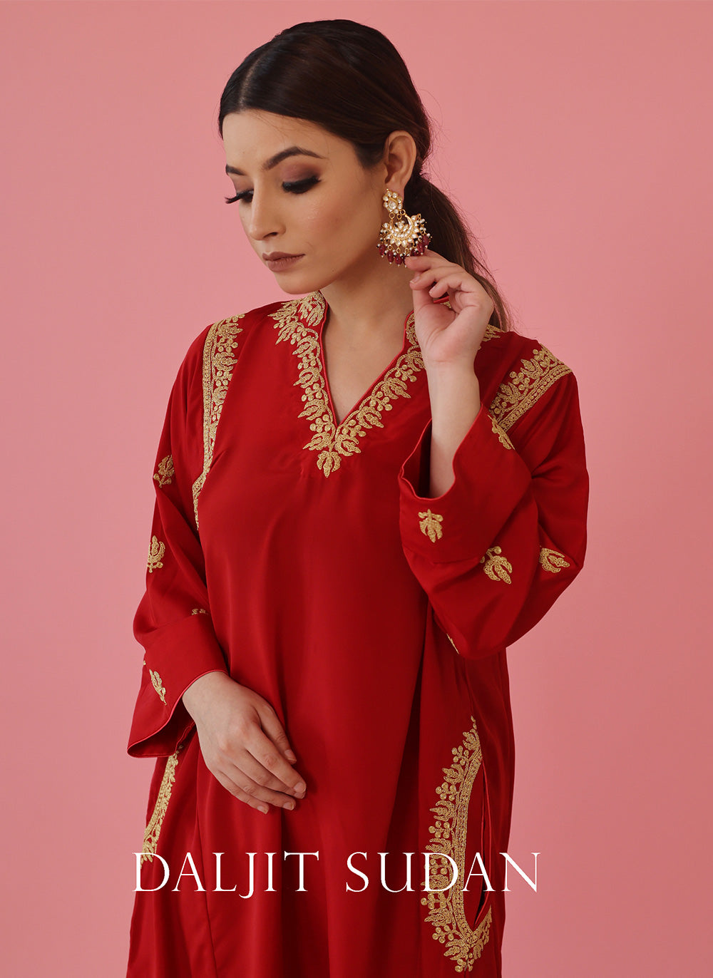 Red Shoulder Phiran Set