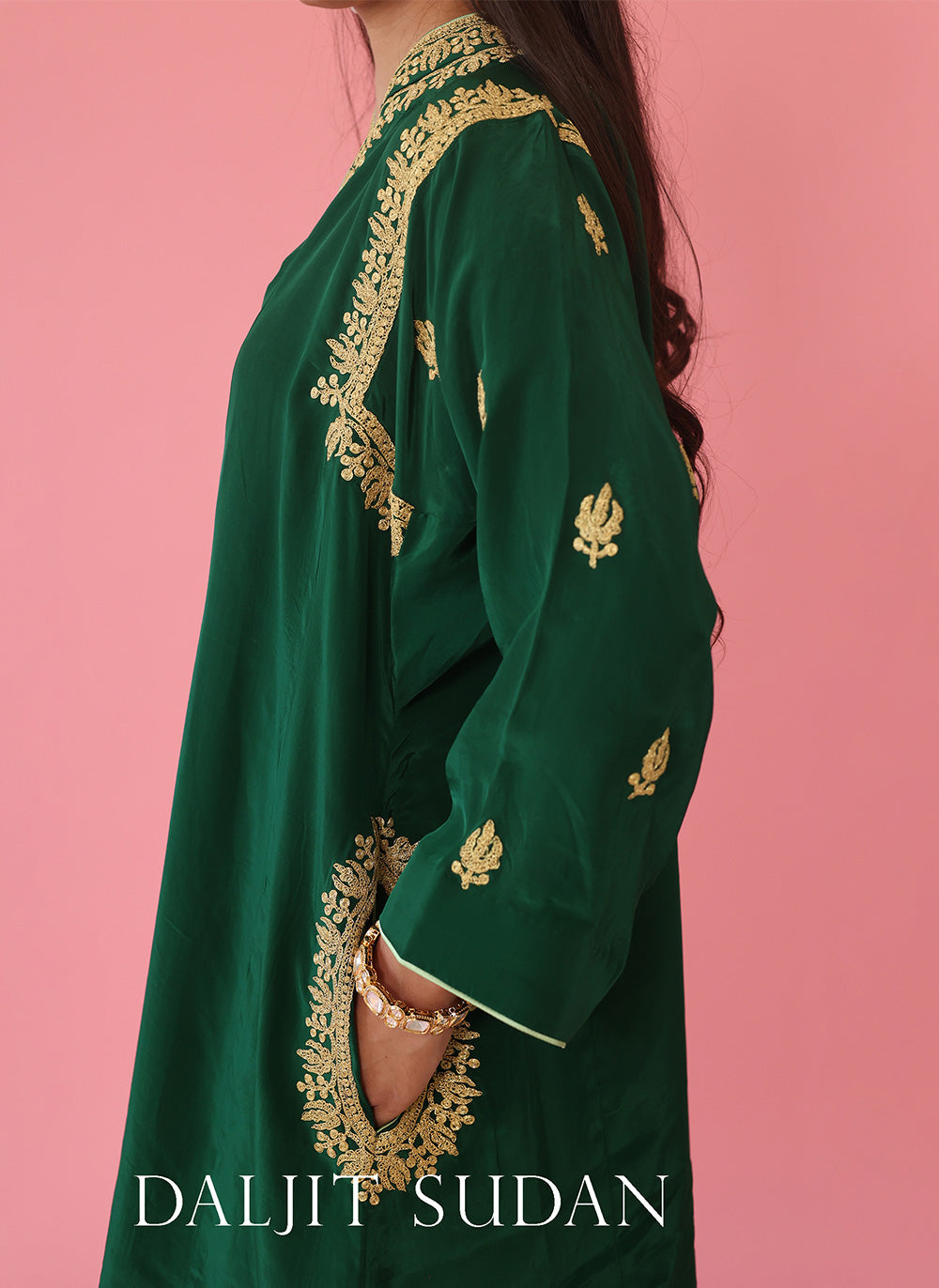 Emerald Green Shoulder Phiran Set